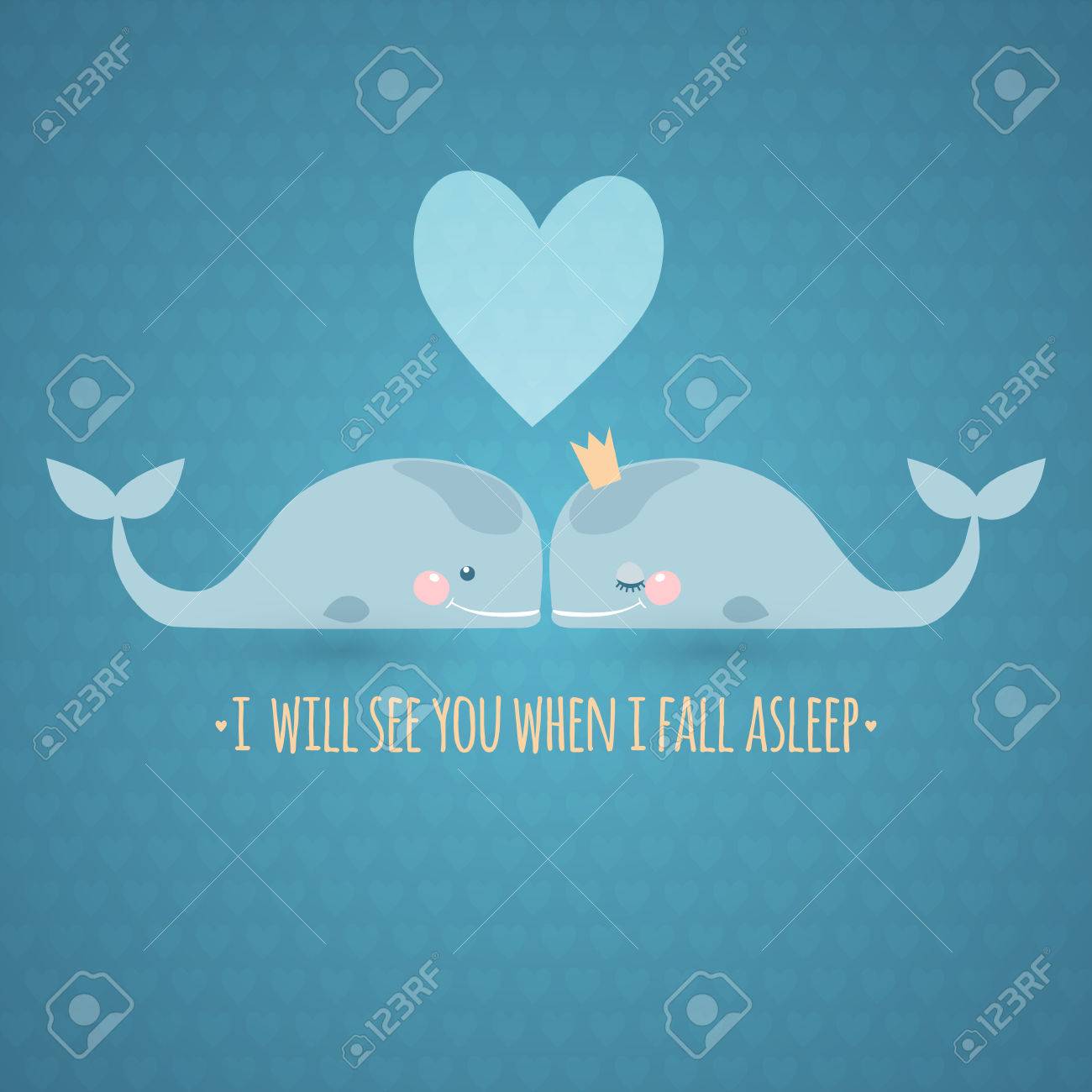 Romatic Carte De Voeux Avec Les Baleines Carte De L Amitie Le Amour Clip Art Libres De Droits Vecteurs Et Illustration Image