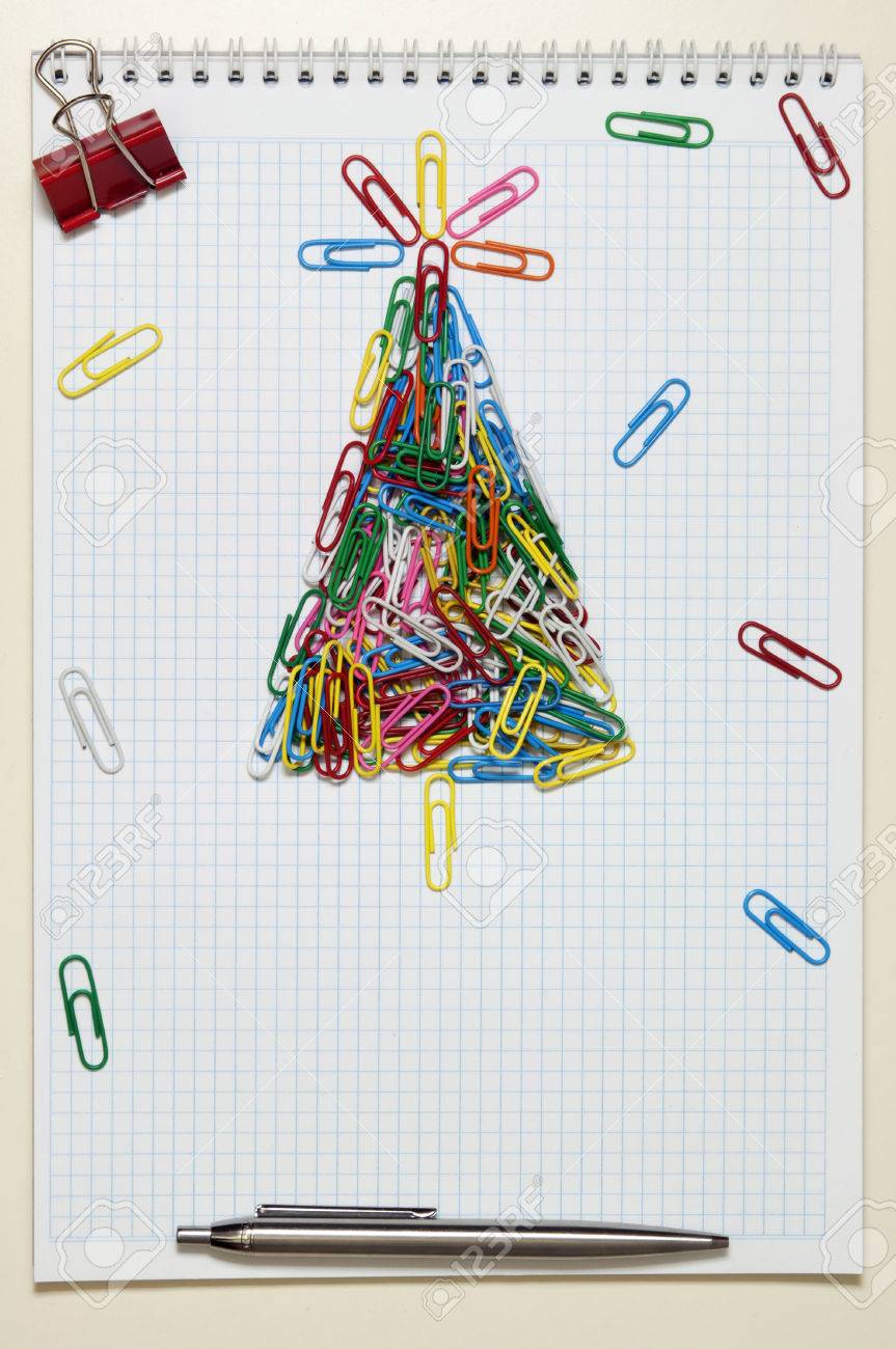 christmas greeting card made of colorful clips and other office office christmas card