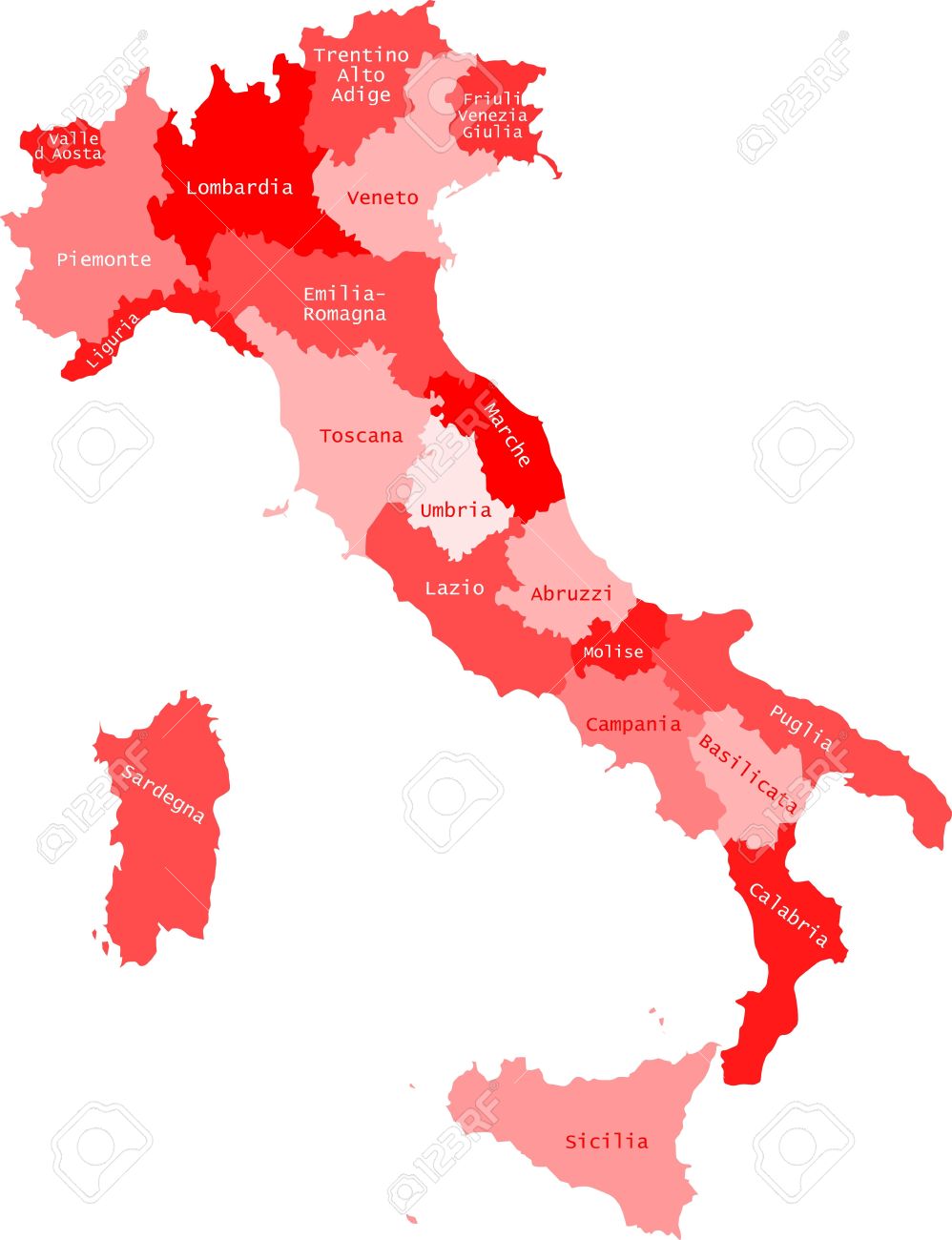 イタリアのワインの地域の地図 のイラスト素材 ベクタ Image