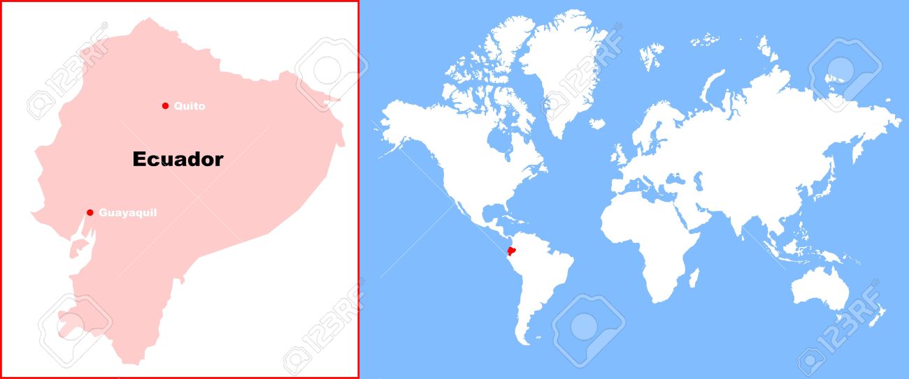 ecuador in map of world stock vector 22735689