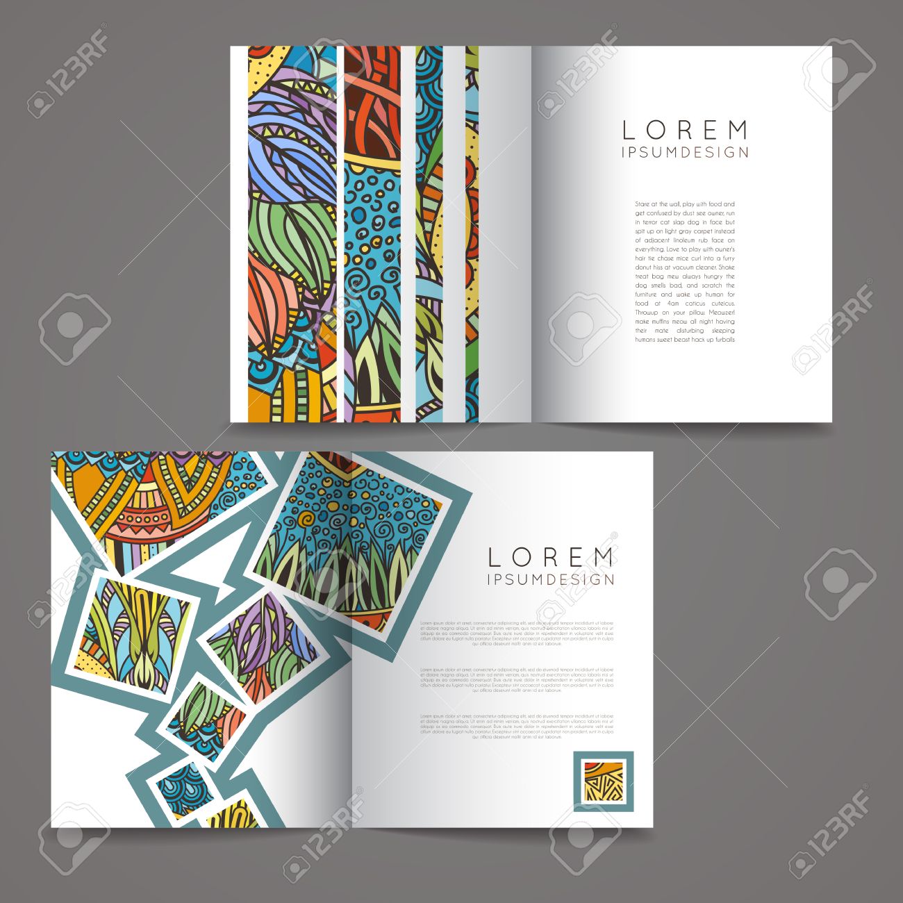 set of vector design templates magazines in random colorful