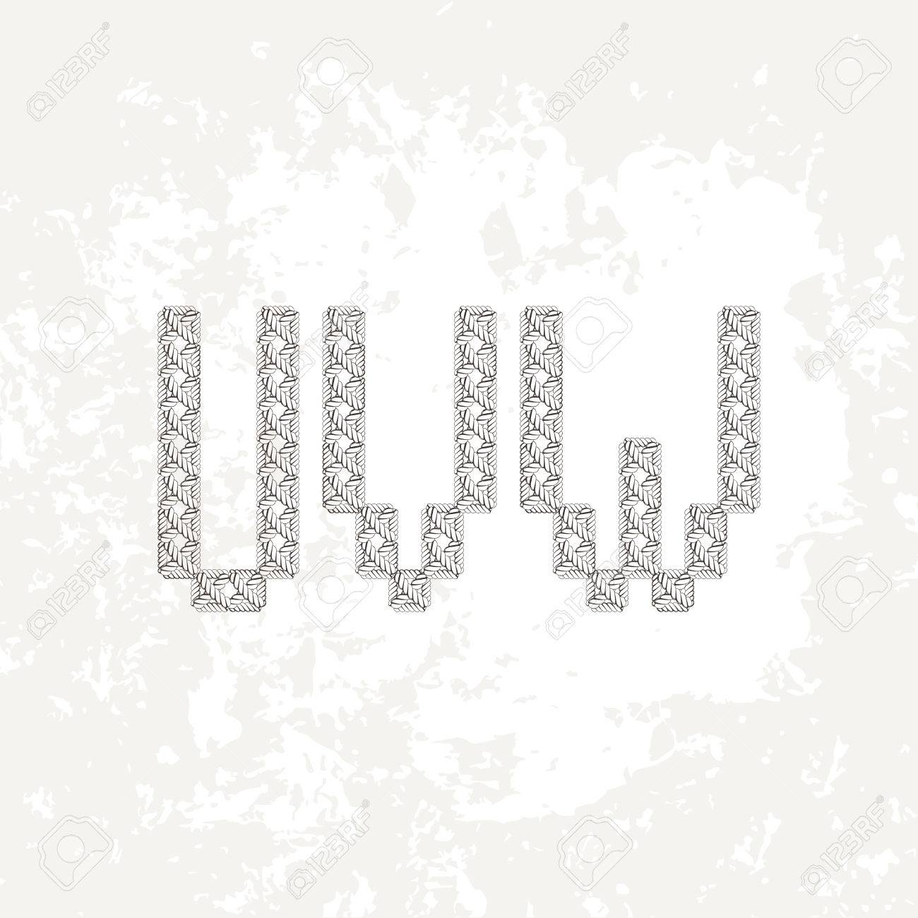 Conjunto De Cuatro Tejida Macrame Letras Mayusculas Del Alfabeto Latino O Bordado U V Y W Ilustraciones Vectoriales Clip Art Vectorizado Libre De Derechos Image