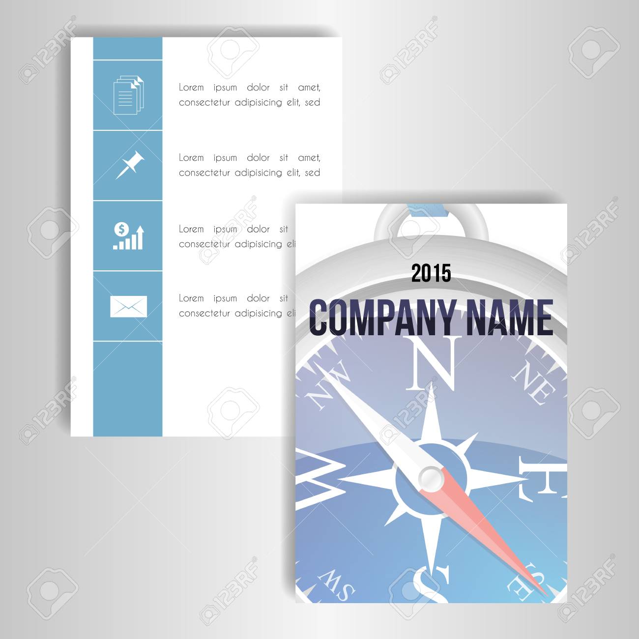 コンパスとテキストのための場所のイメージでカードのセットのイラスト素材 ベクタ Image