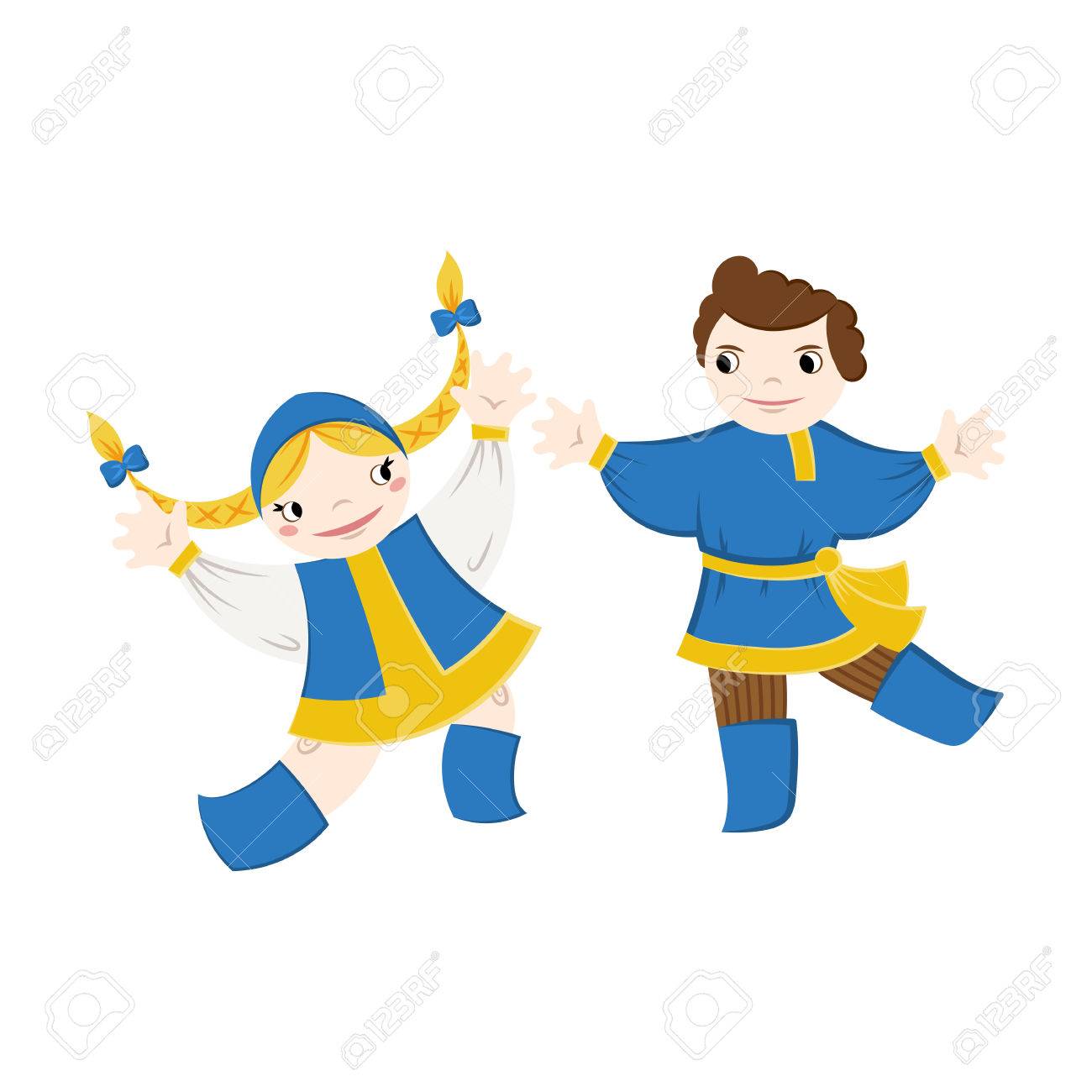 民族衣装で踊っているカップルのイラスト ロシアのダンス スタイルです のイラスト素材 ベクタ Image