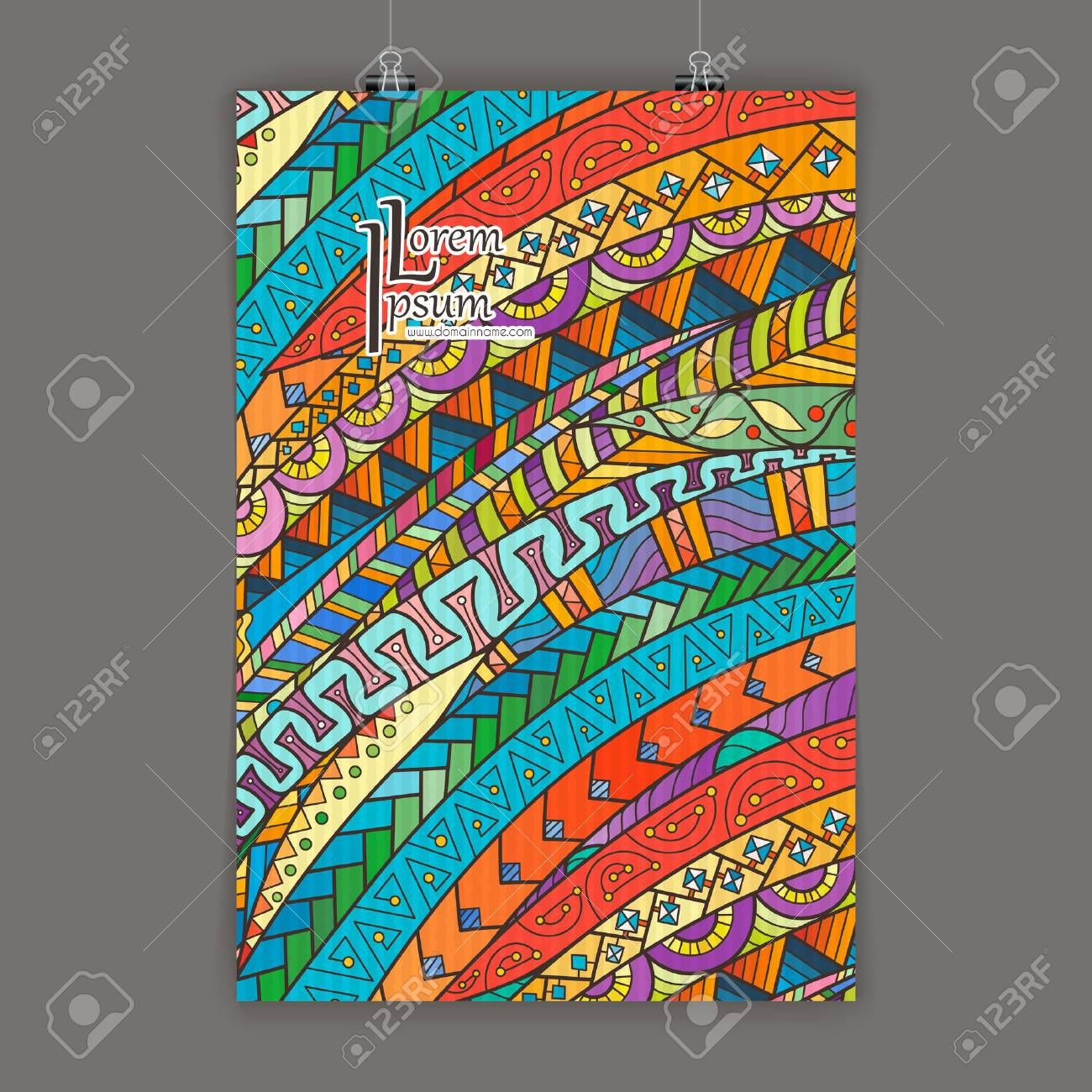 stylish presentation of wall poster magazine cover design paper flyers on wall royalty free