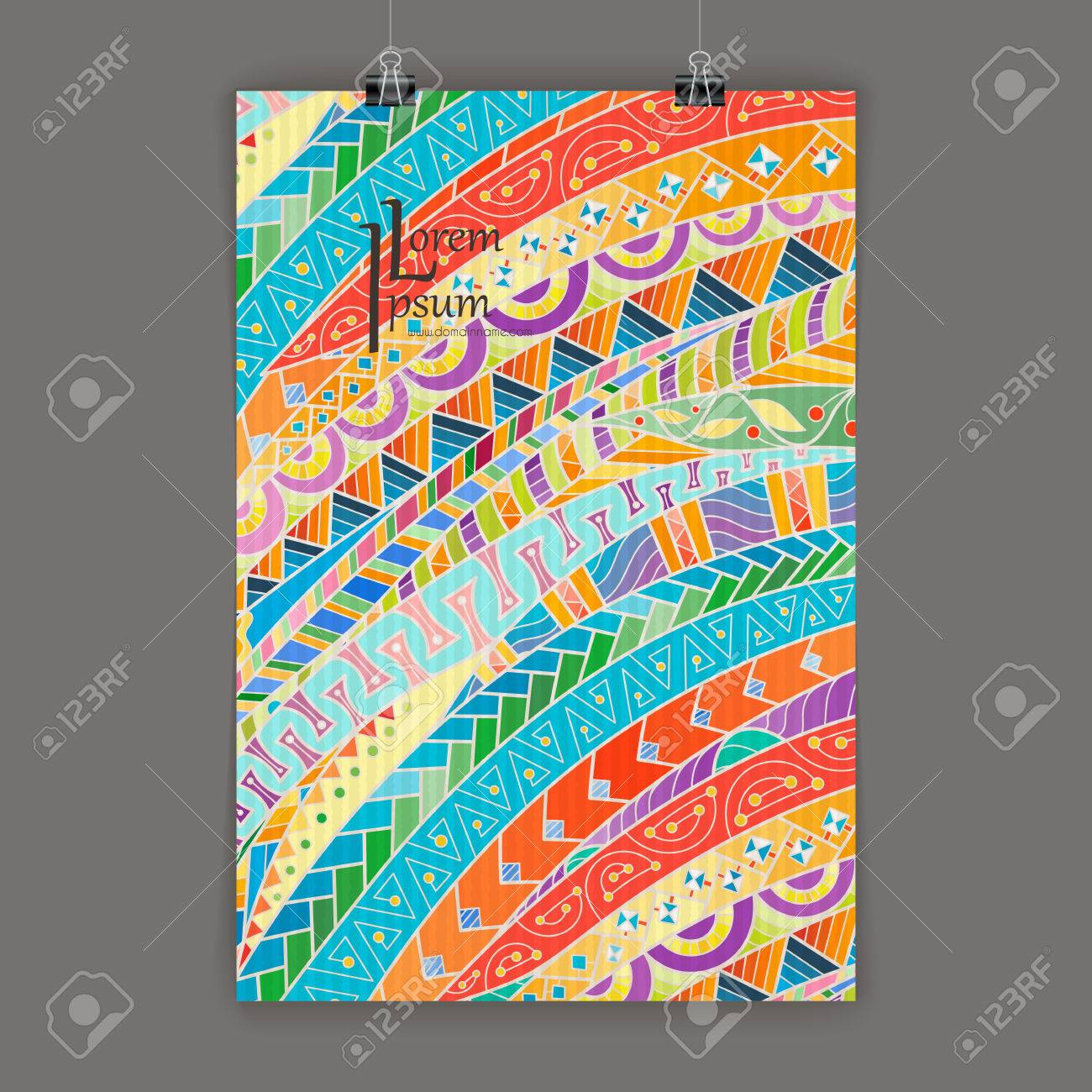 stylish presentation of wall poster magazine cover design paper flyers on wall royalty free
