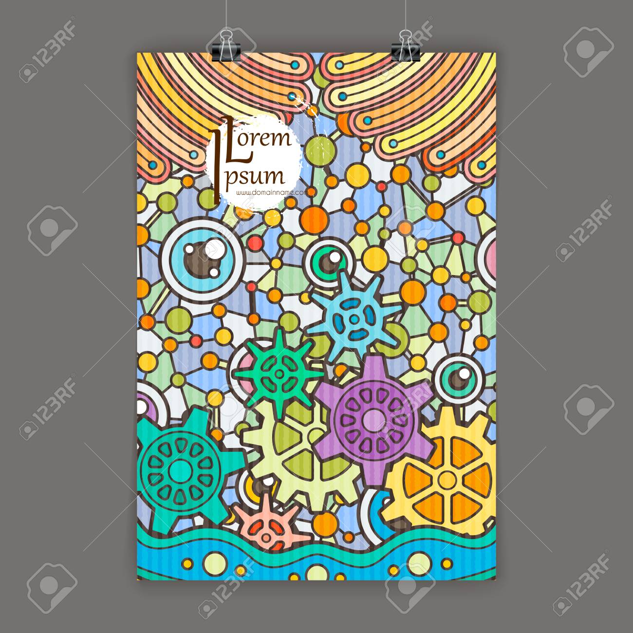 stylish presentation of wall poster magazine cover design paper flyers on wall royalty free