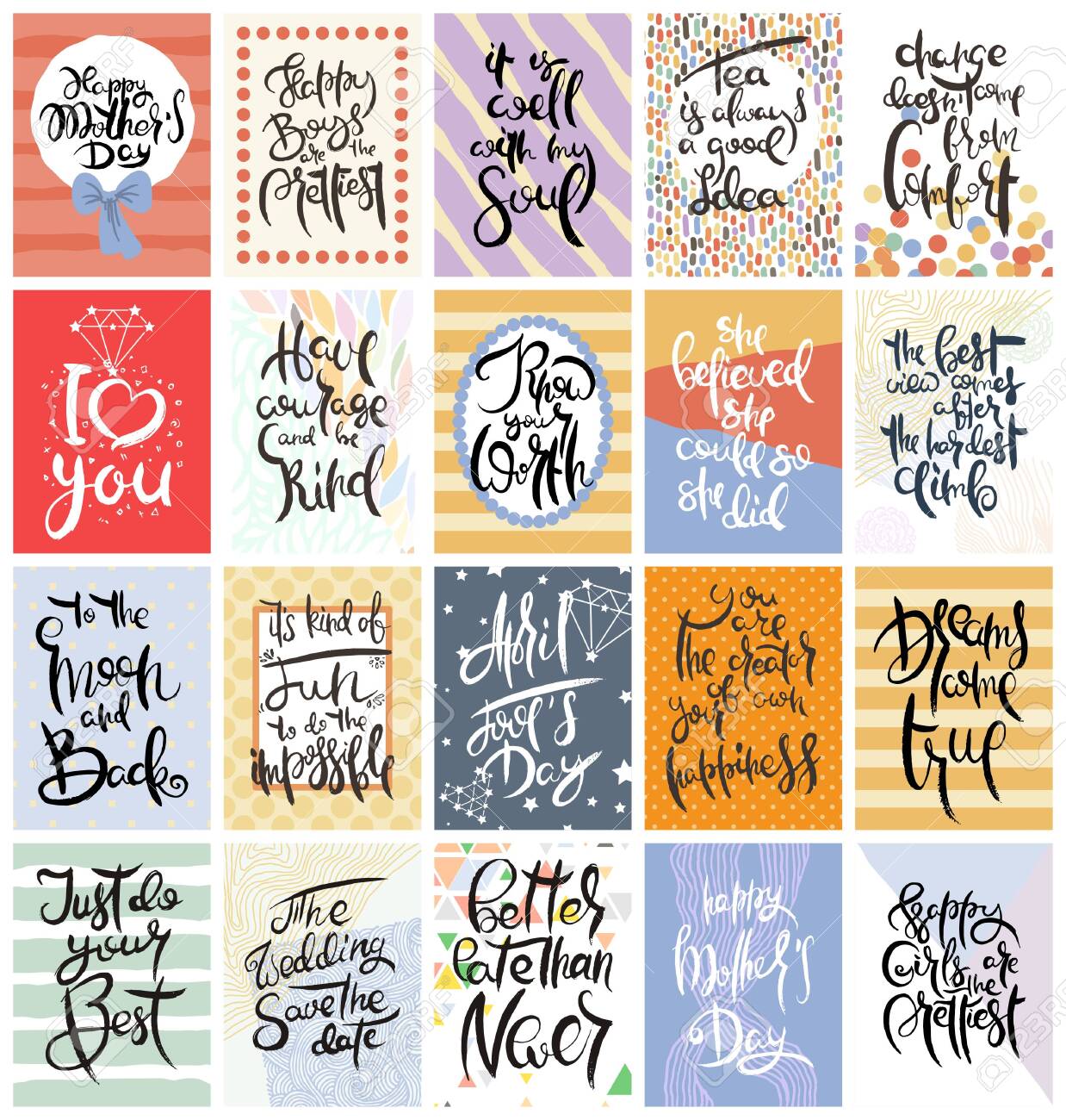 Hand drawn calligraphic card set. Vector illustration. Collection of flyers, brochures, templates. Design of scandinavian cards with lettering, patterns and ornaments. - 143567642 Hand drawn calligraphic card set. Vector illustration. Collection of flyers, brochures, templates. Design of scandinavian cards with lettering, patterns and ornaments. - 143567642