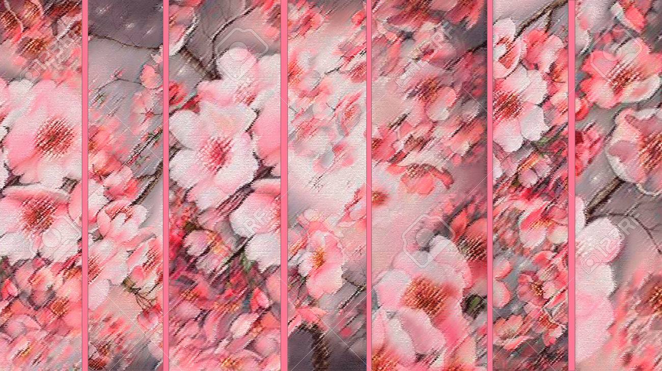 桜の花の垂直線で分割日本屏風 の写真素材 画像素材 Image