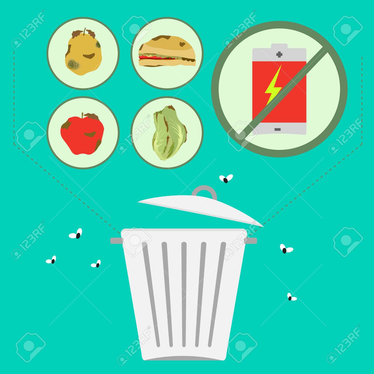 別の有毒廃棄物 電池などの環境に有毒廃棄物の有機廃棄物の分離 のイラスト素材 ベクタ Image