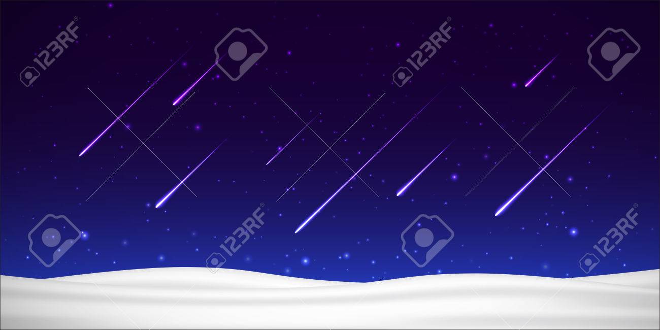 ベクトル夜空流れ星と雪のイラスト素材 ベクタ Image