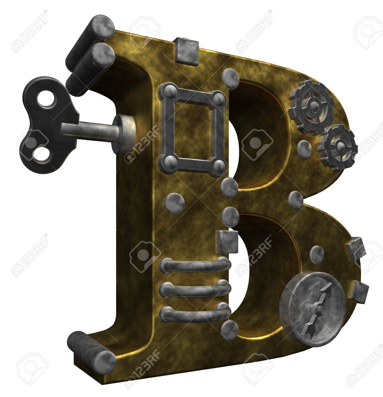 Steampunk Buchstabe B Auf Weissem Hintergrund 3d Illustration