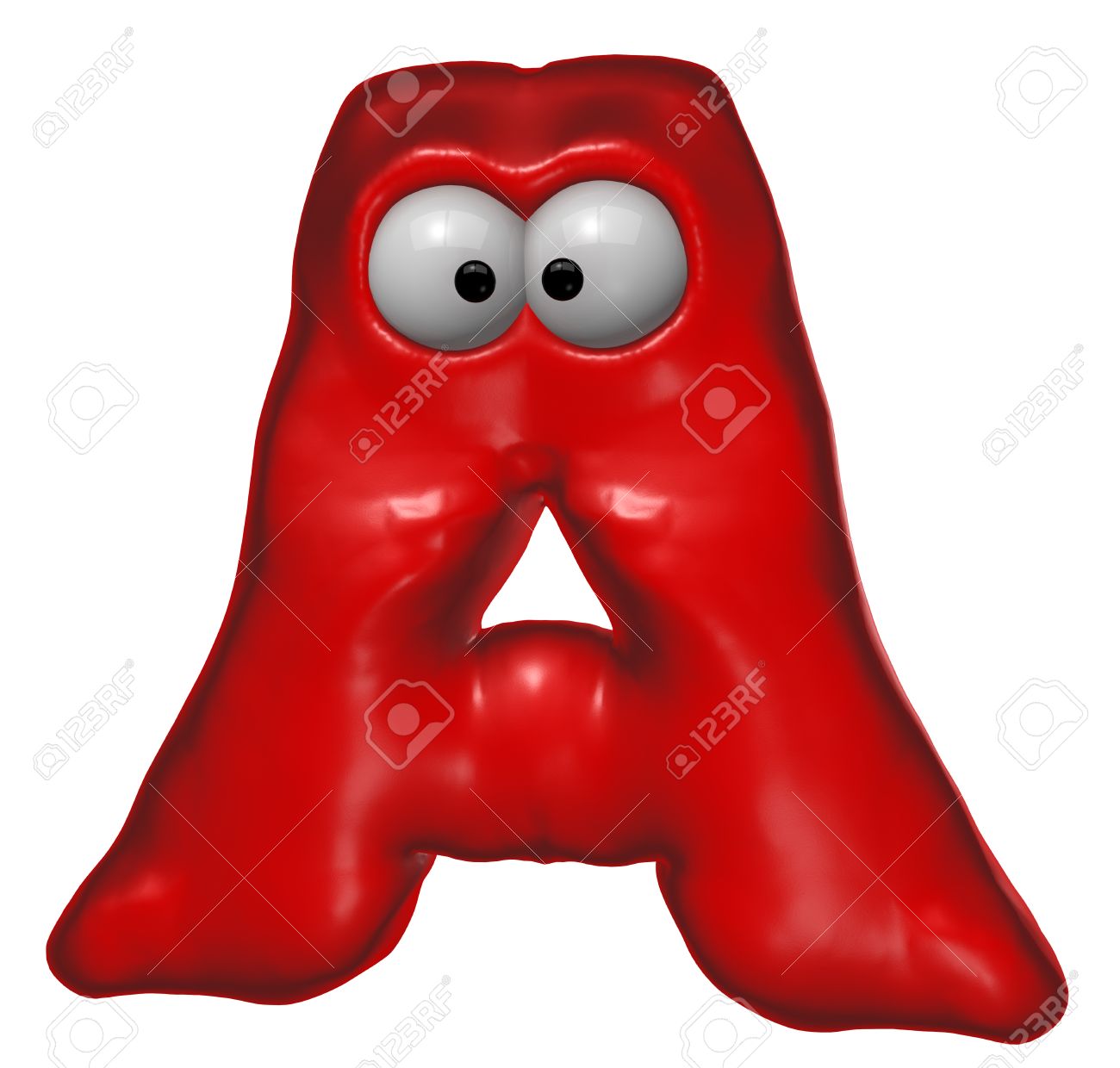 red letter a with comic eyes 3d illustration stock photo picture red letter a