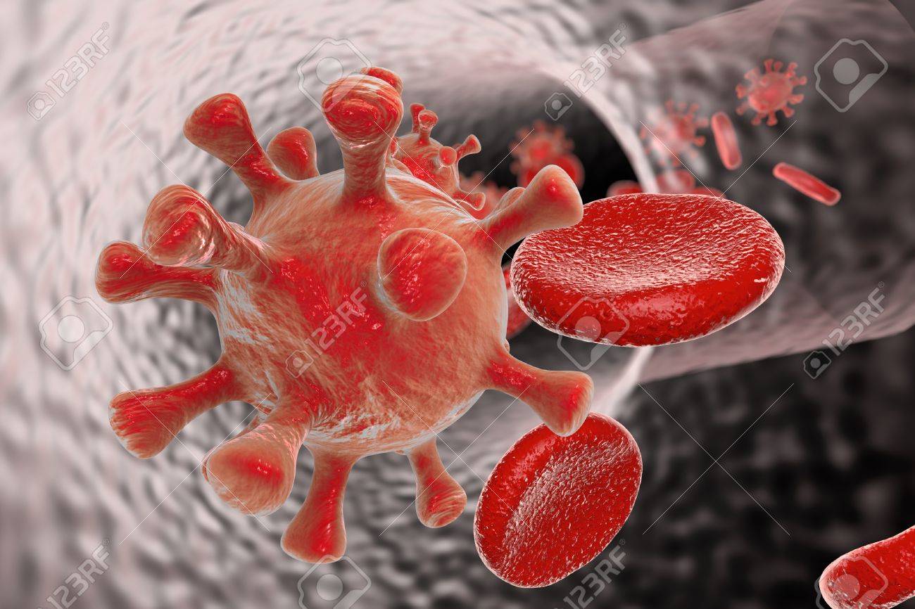 적혈구 혈관에서 HIV. 인간 면역 결핍 바이러스, 에이즈 바이러스 로열티 무료 사진, 그림, 이미지 그리고 스톡포토그래피. Image  49246106
