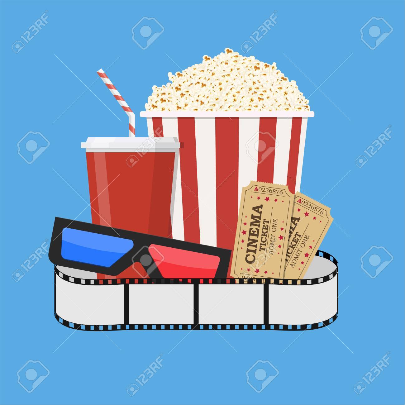 movie poster template popcorn soda takeaway 3d cinema glasses movie poster template