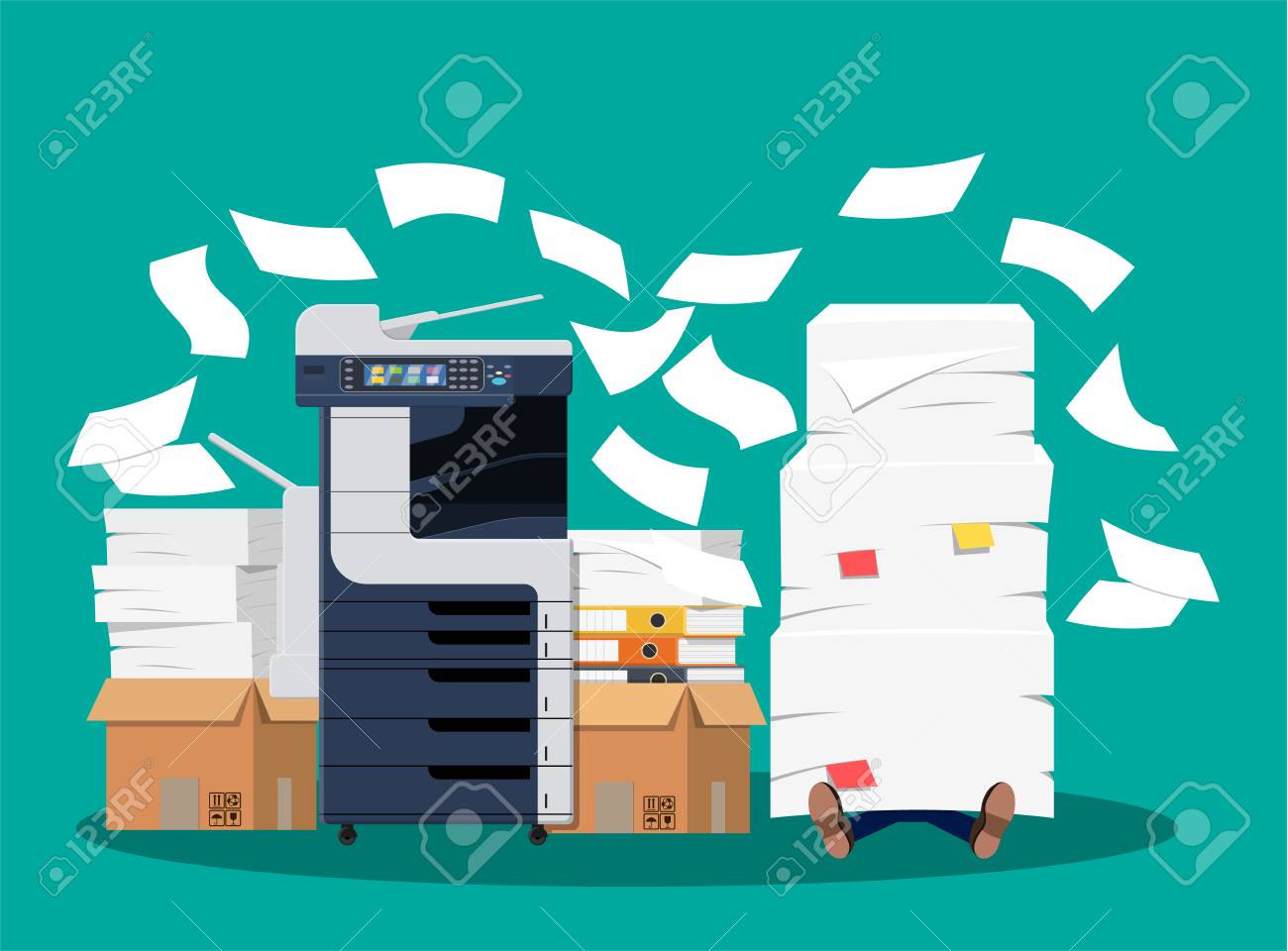 新聞の山のビジネスマン オフィス多機能マシン 官僚制度 書類作成 過労 オフィス プリンタコピースキャナデバイス プロフィスナル印刷ステーション ベクトルイラストフラットスタイル のイラスト素材 ベクタ Image 新聞の山のビジネスマン オフィス多機能マシン 官僚制度 書類作成 過労 オフィス プリンタコピースキャナデバイス プロフィスナル印刷ステーション ベクトルイラストフラットスタイル のイラスト素材 ベクタ Image