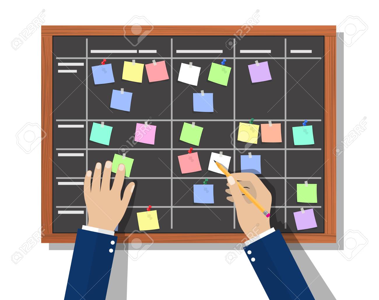 calendar schedule board with collaboration plan stickers business calendar planning