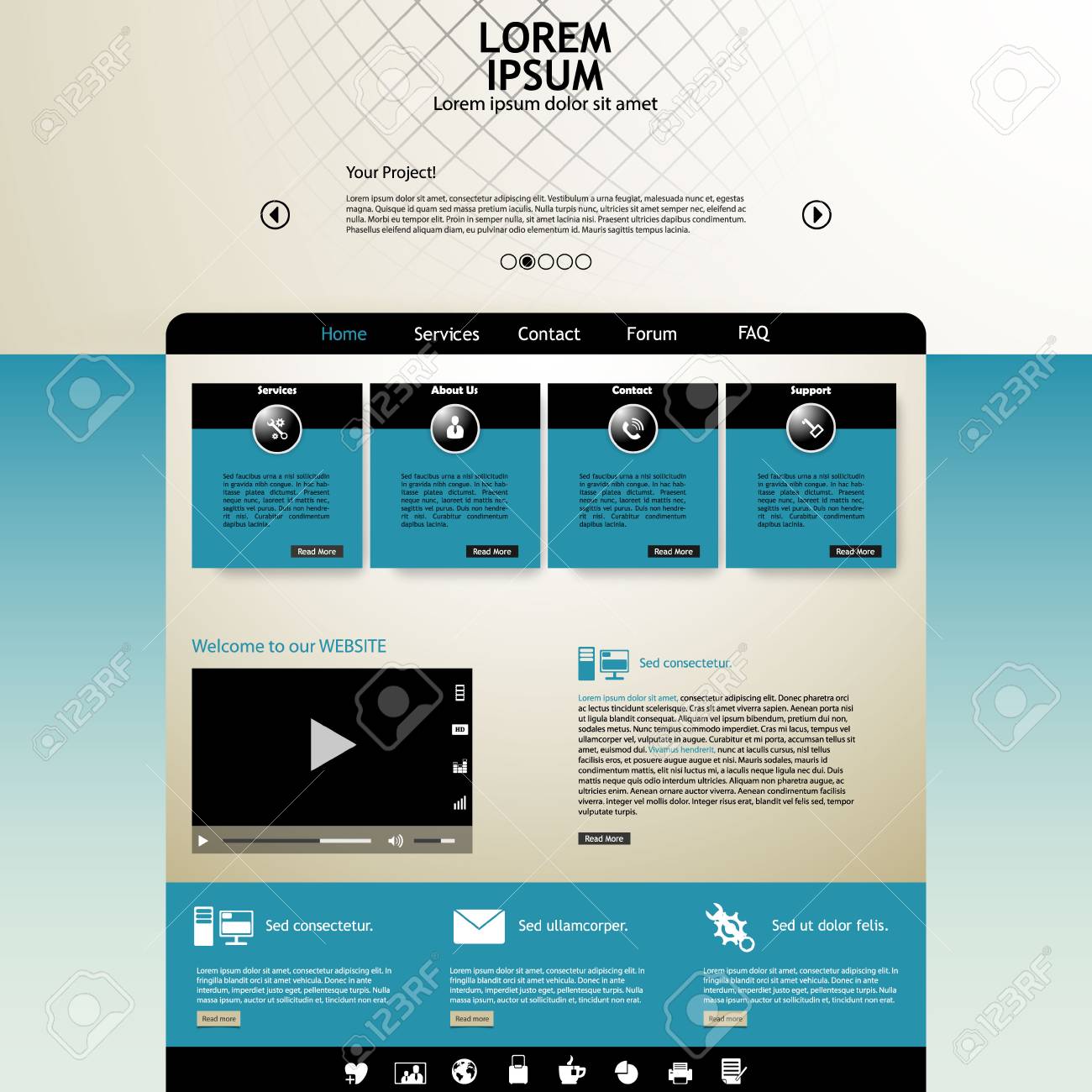 vintage colored website template royalty free cliparts vectors and