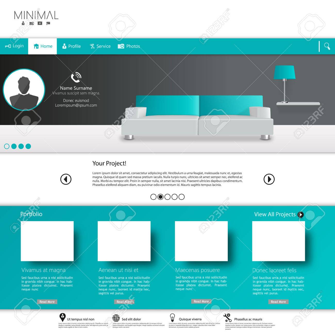 business website template clean minimalist style stock vector 35592124