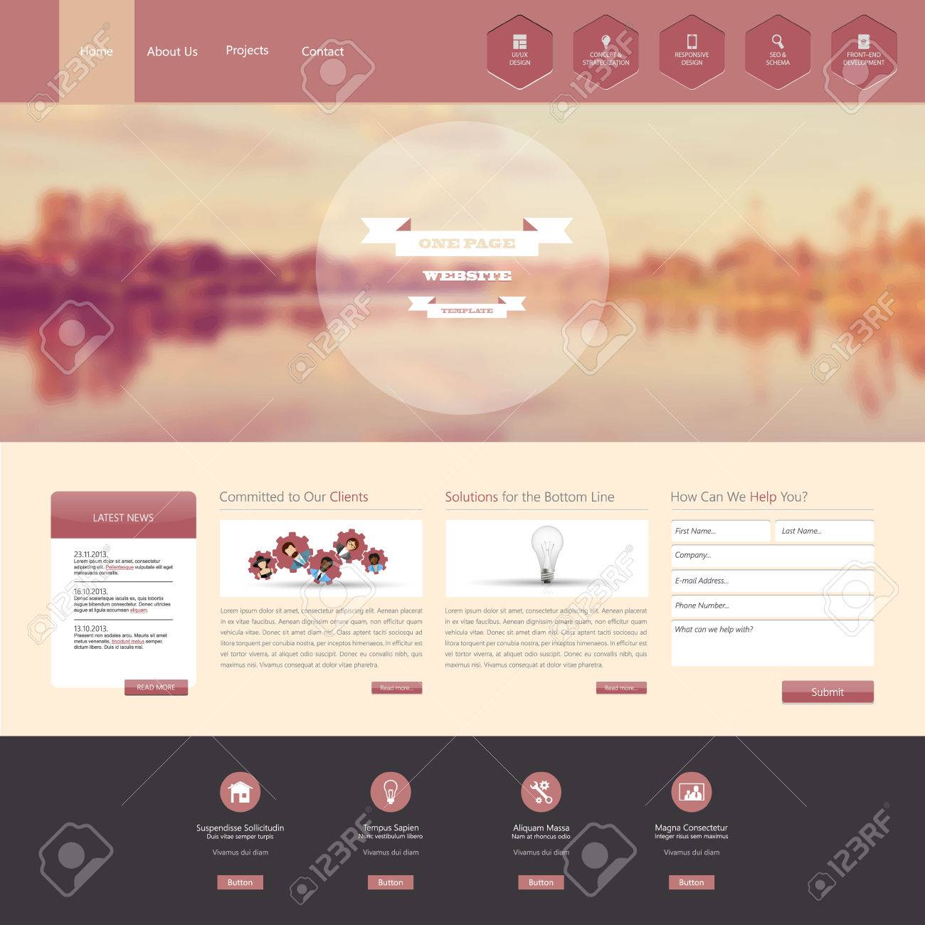 website template with a retro vintage colors filter and blurred