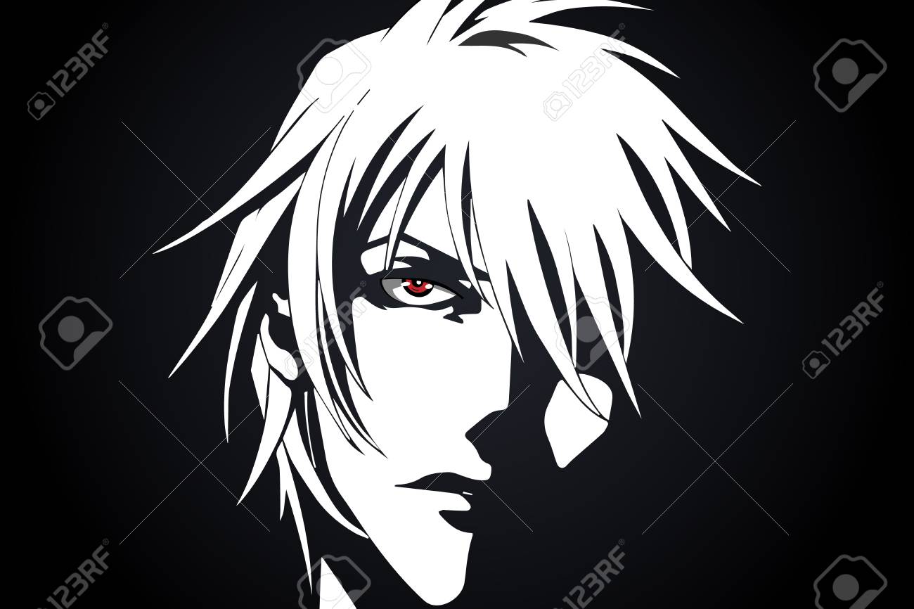 Cara De Anime De Dibujos Animados Con Ojos Rojos Anime Sobre Fondo Blanco Y Negro. Ilustración Vectorial Ilustraciones Svg, Vectoriales, Clip Art Vectorizado Libre De Derechos. Image 102012012. Cara De Anime De Dibujos Animados Con Ojos Rojos Anime Sobre Fondo Blanco Y Negro. Ilustración Vectorial Ilustraciones Svg, Vectoriales, Clip Art Vectorizado Libre De Derechos. Image 102012012.