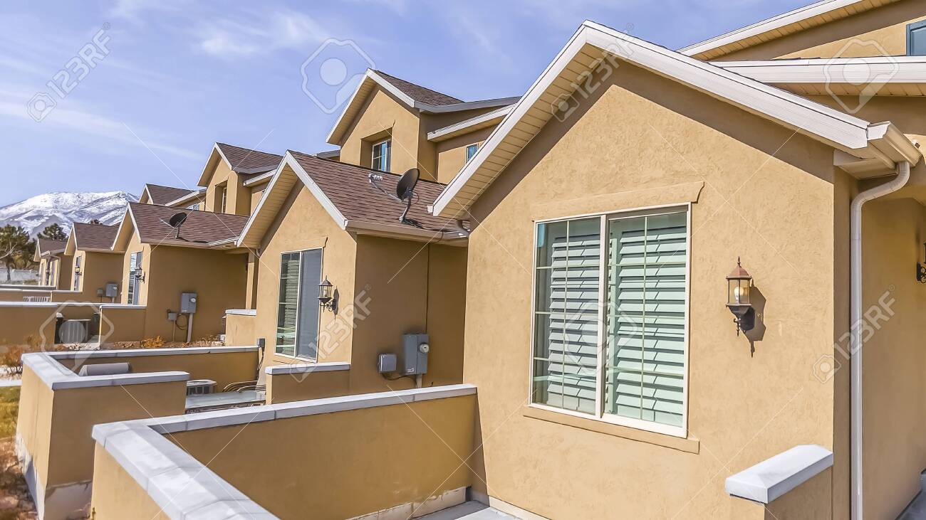 Panorama Entrance To A House With Concrete Stairs Leading To Stock Photo Picture And Royalty Free Image Image 127975256