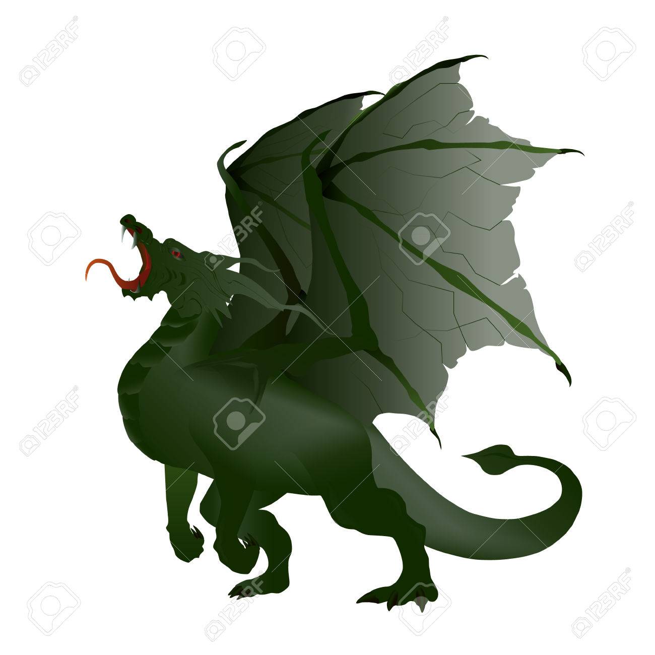 Vector Illustration Marsh Green Dragon With Torn Wings Royalty Free SVG,  Cliparts, Vectors, and Stock Illustration. Image 32438636., image size:1300x1300