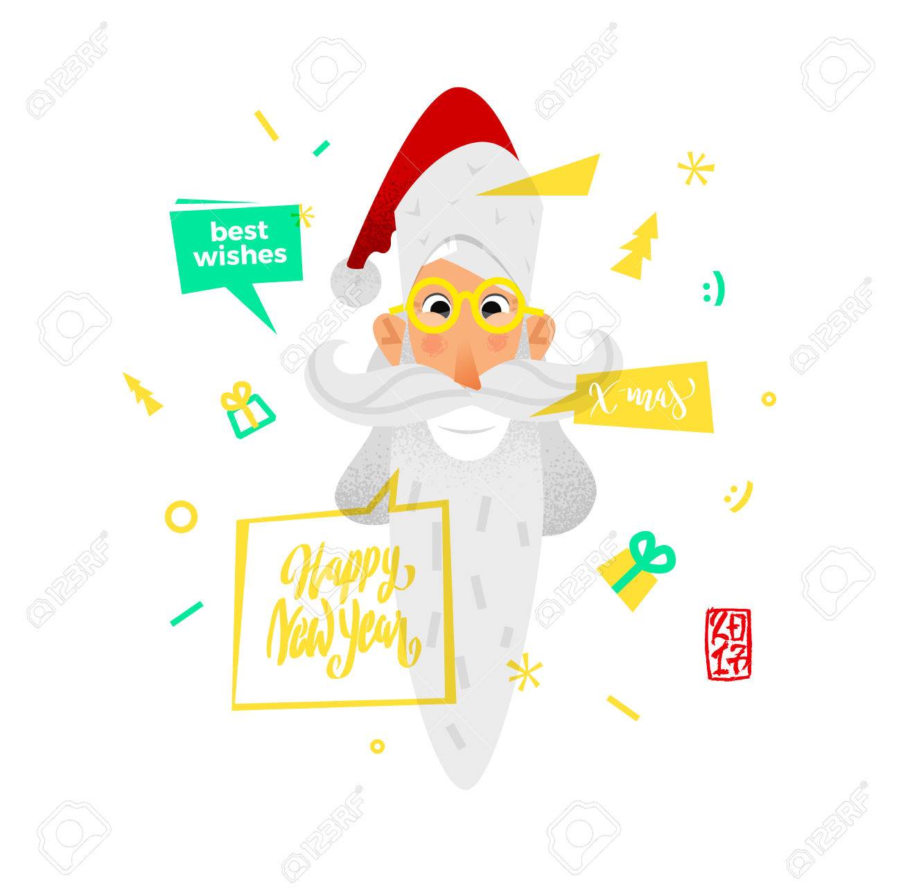 Weihnachtsmann Gluckliches Gesicht Cartoon Lustige Zeichen Auf Weissem Hintergrund Einige Grafikstil Auf Weihnachten Und Neujahr Lizenzfrei Nutzbare Vektorgrafiken Clip Arts Illustrationen Image 67301125
