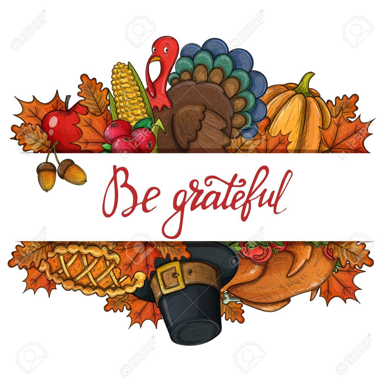 template with colorful thanksgiving icons thanksgiving day greeting thanksgiving leaves template