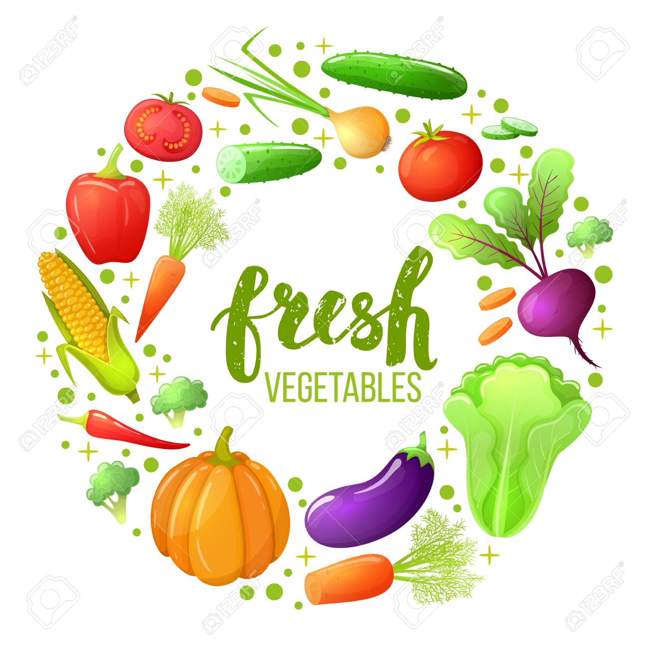 colorful sketch style set of vegetables icons eco organic fresh
