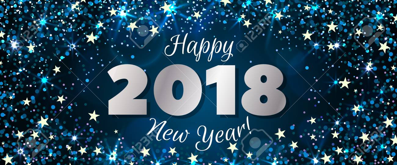 happy new year 2018 greeting horizontal banner festive illustration