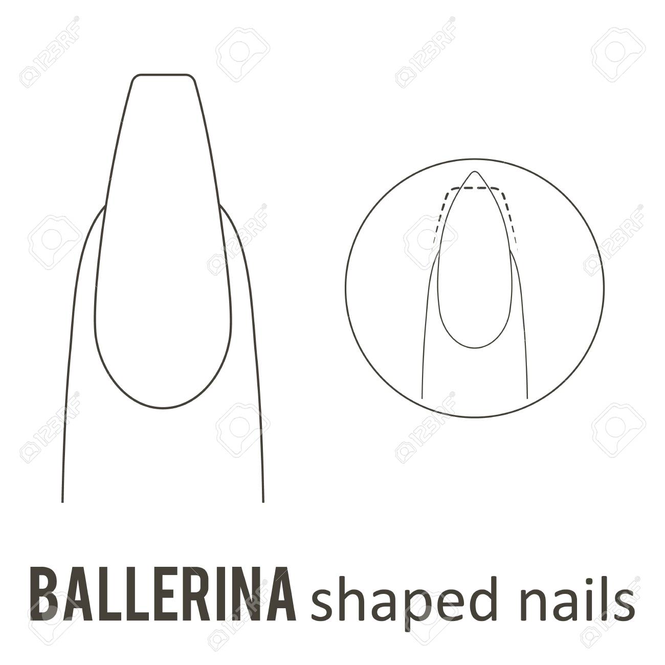 nail manicure and how to make ballerina nail shape royalty free