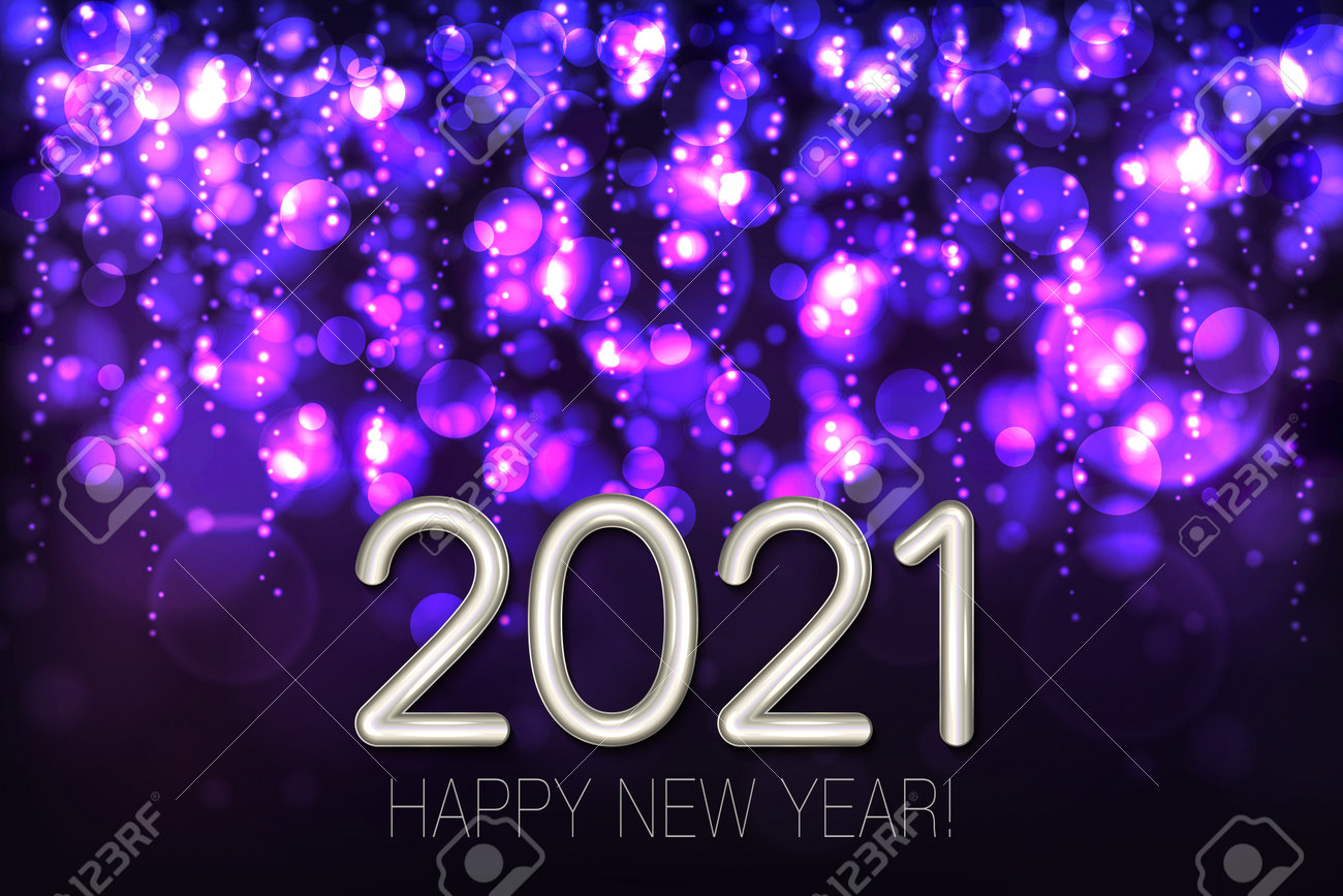 Happy New Year 2021 shining background with purple glitter and confetti. Vector - 161156591 Happy New Year 2021 shining background with purple glitter and confetti. Vector - 161156591