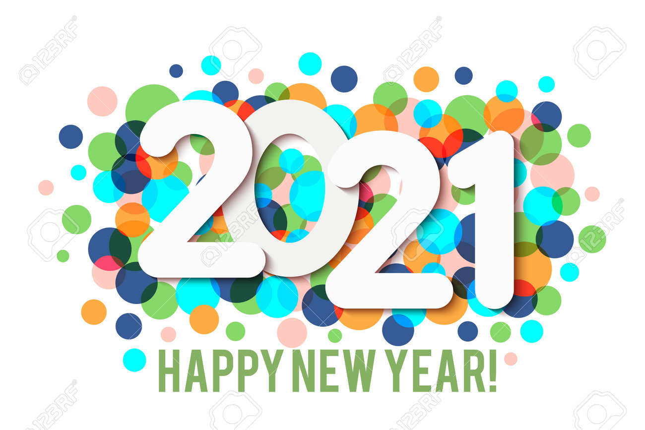 Happy New Year 2021 background with multicolored confetti. Vector - 161156599 Happy New Year 2021 background with multicolored confetti. Vector - 161156599