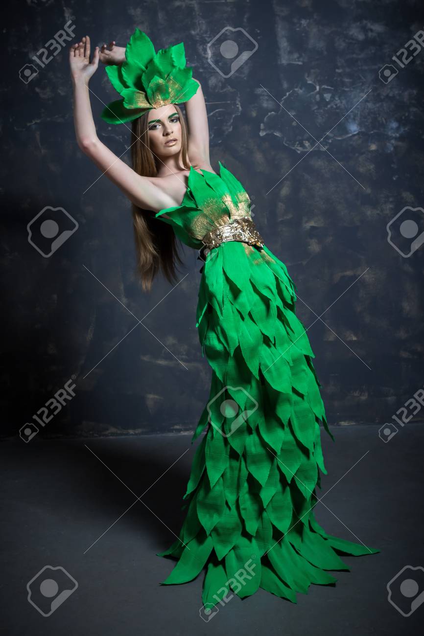 robe verte doree