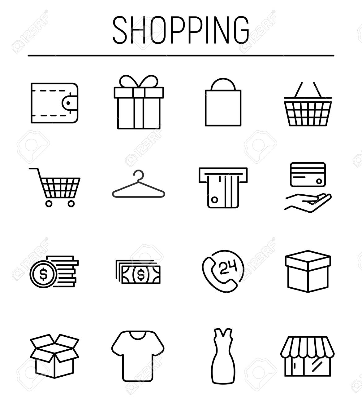 Categorias - ícones de comércio e compras grátis