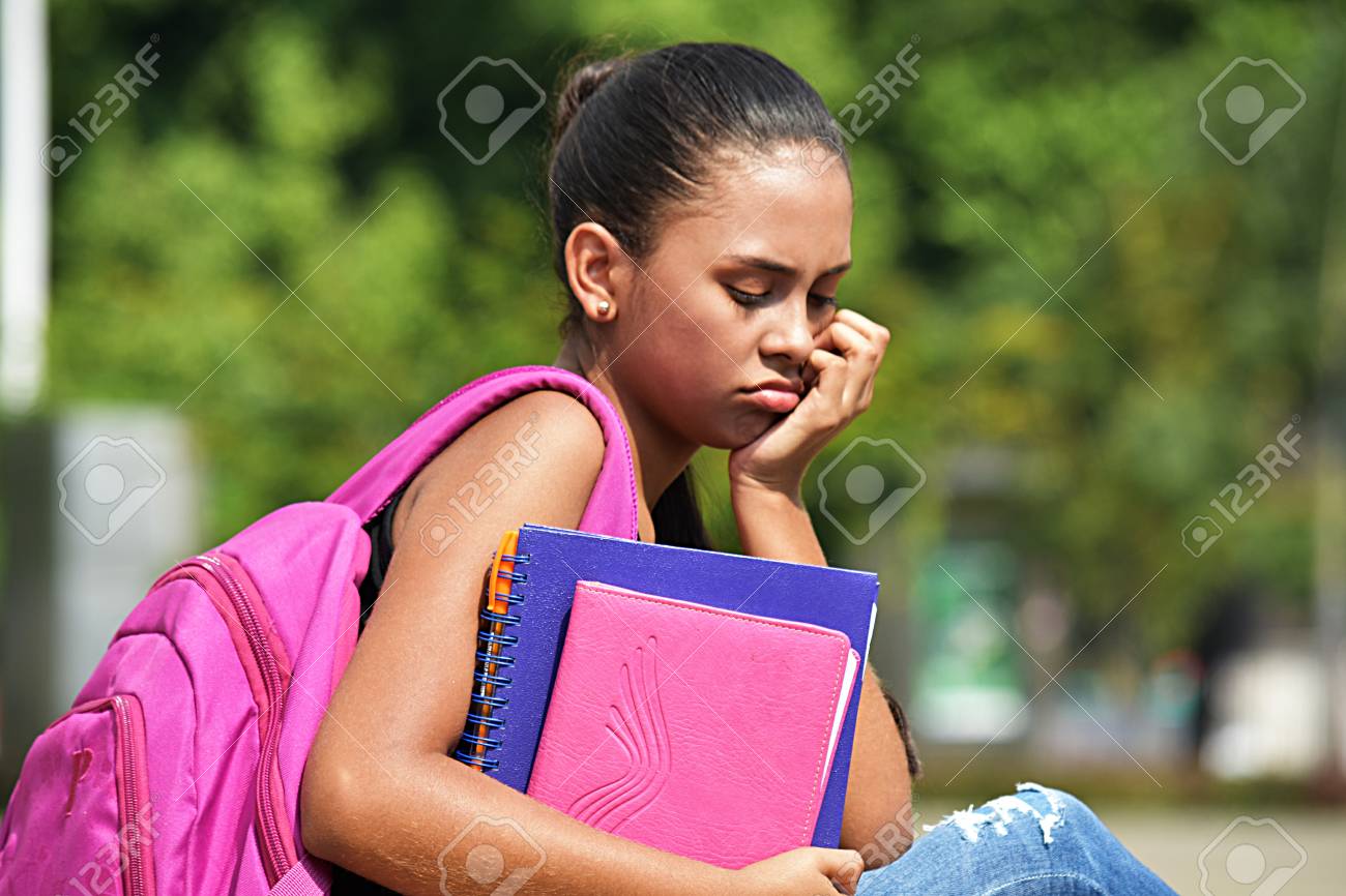 Sad Beautiful Teenager School Girl Stock Photo, Picture And Royalty Free  Image. Image 94144805.