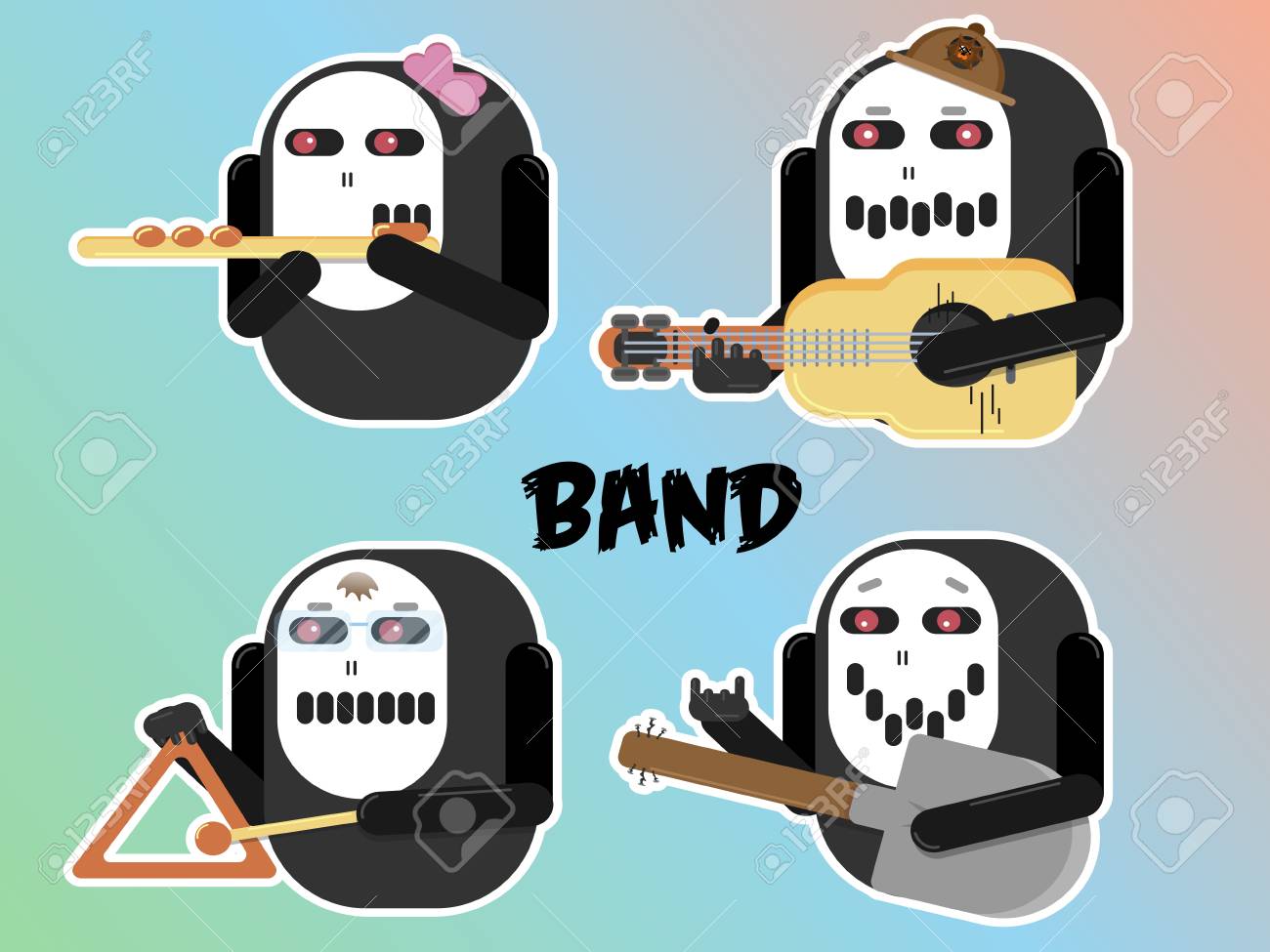 Hallloween デザイン ベクトル抽象バンド キャラ イラストのイラスト素材 ベクタ Image