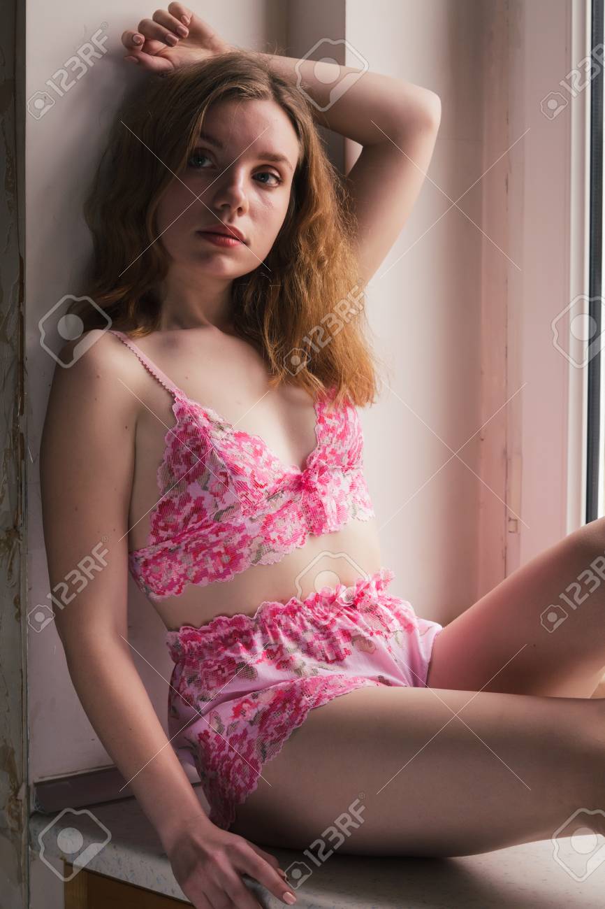 Happy Girl With Small Boobs, Who Loves Her The Way She Is, And Doesn't Want  To Change Anything. Problem Of Small Tits, Do Operation Or Not. Stock  Photo, Picture and Royalty Free
