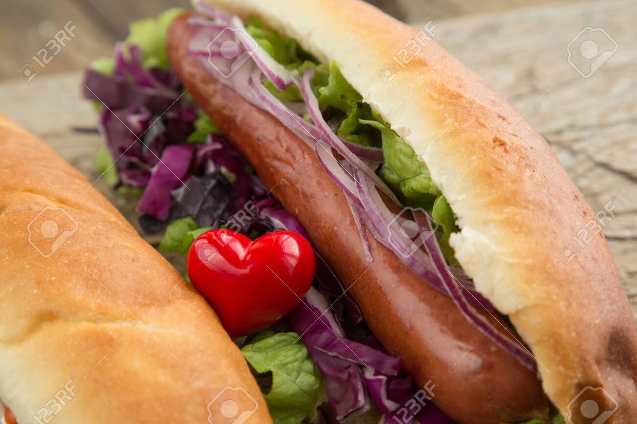 French Bun Hotdog With Sausage And Onion Chips Easy Fast Food