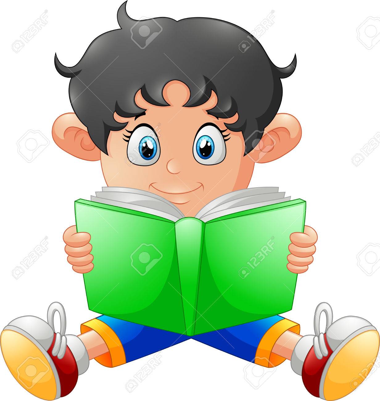 本を読んで少年を漫画します の写真素材 画像素材 Image