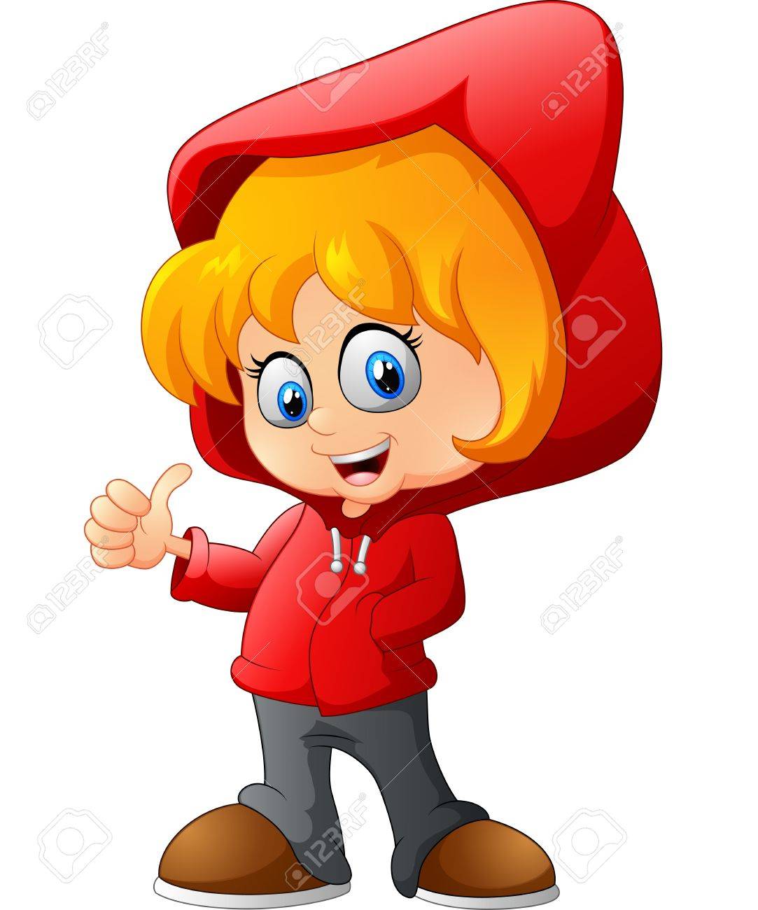 La Retratos Historieta Usando Niña Sudadera Fotos Imágenes Roja De 7nq5WwFx0B
