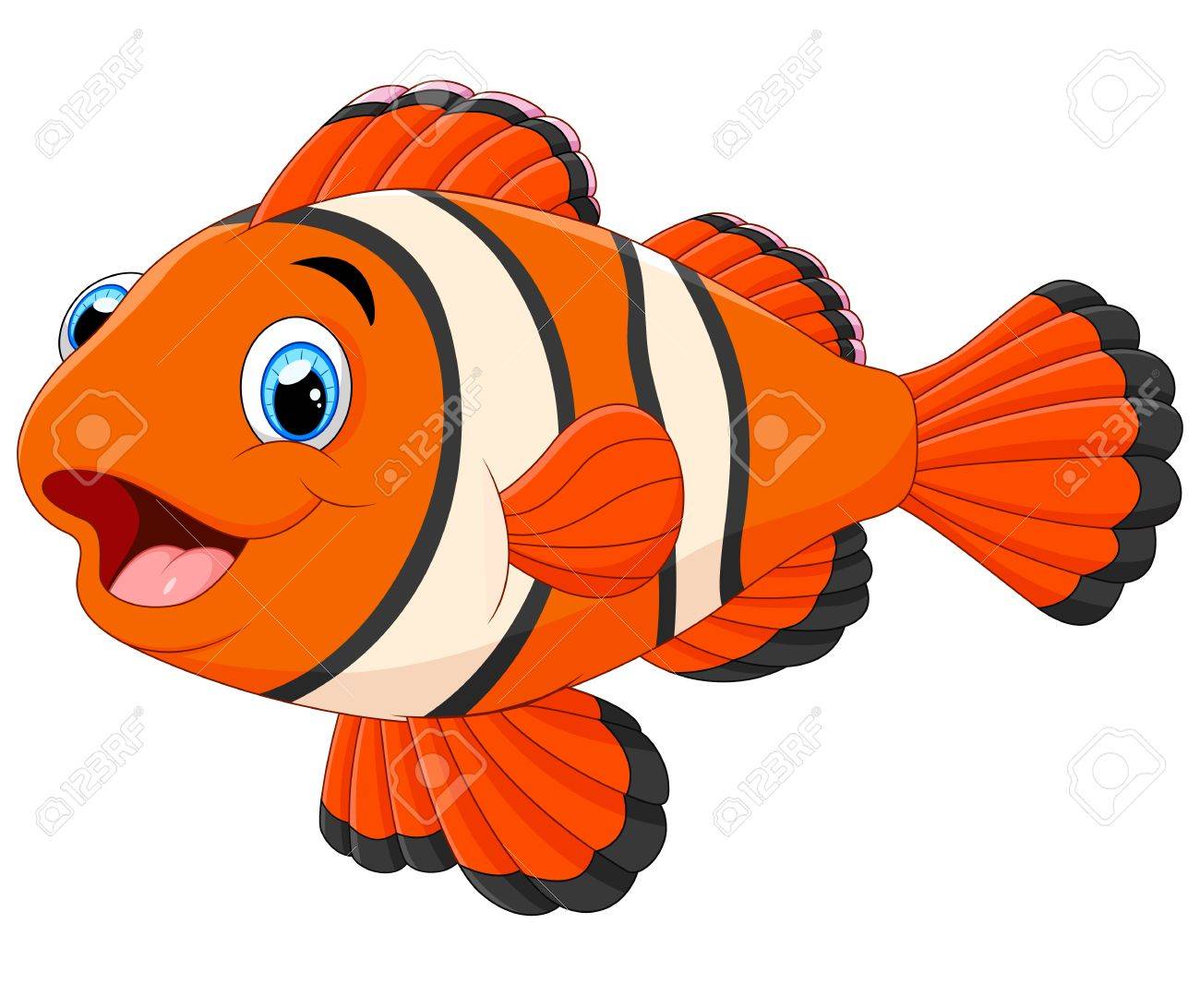 Cute Clown Fish Cartoon Royalty Free SVG, Cliparts, Vectors, And ...