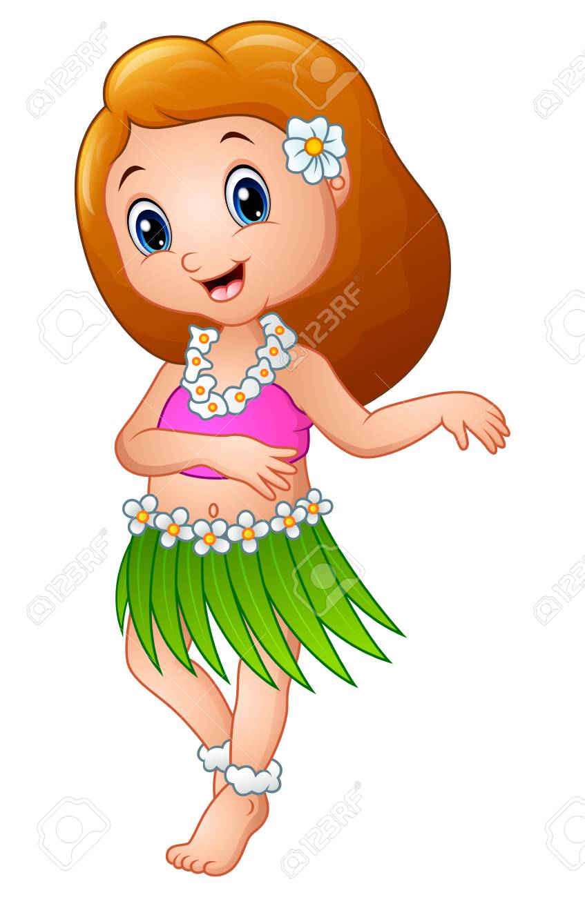 cute cartoon girl dancing