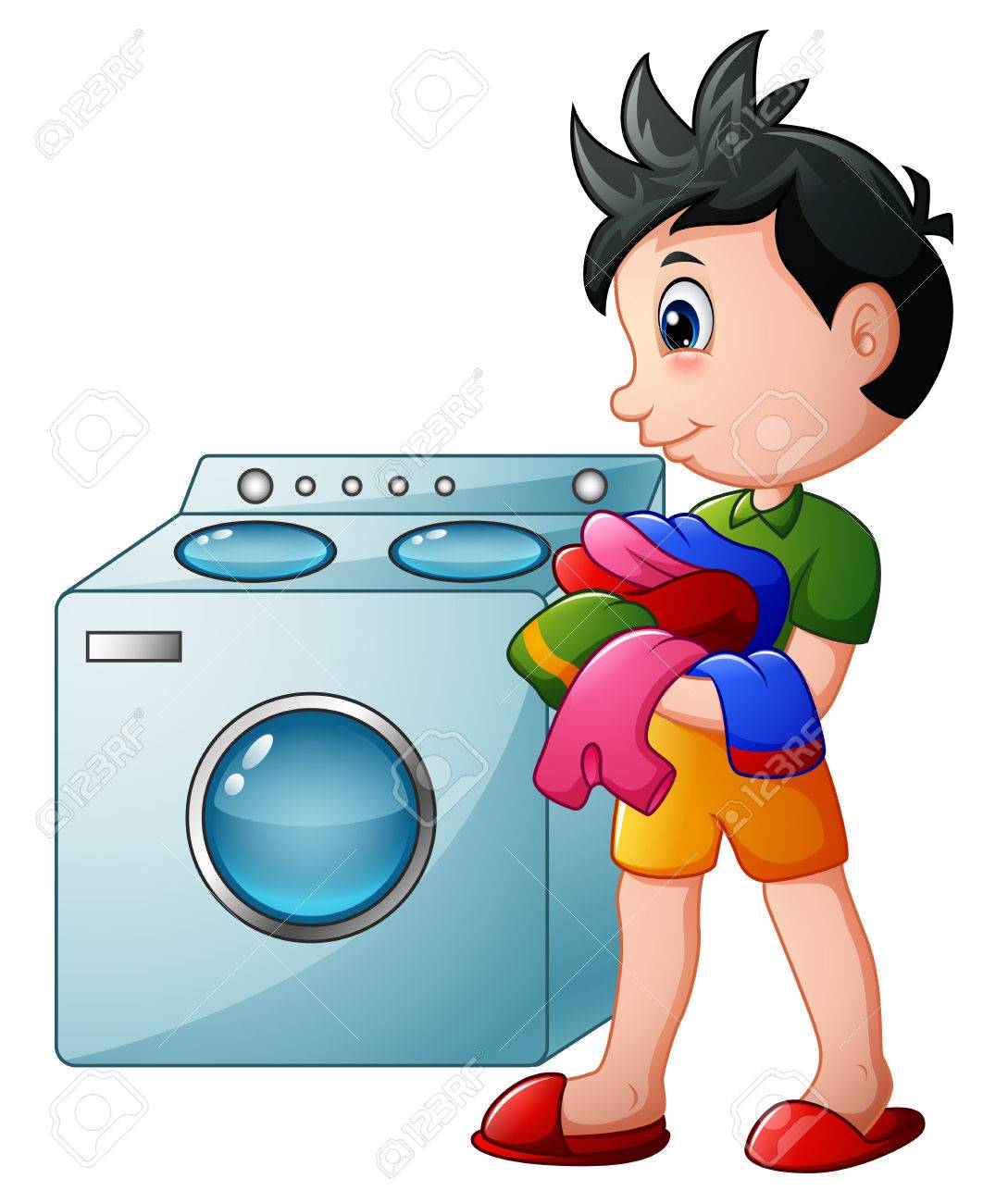 Boy Doing Laundry With Washing Machine Stock Picture And Boy Doing Laundry With Washing Machine Stock Picture And