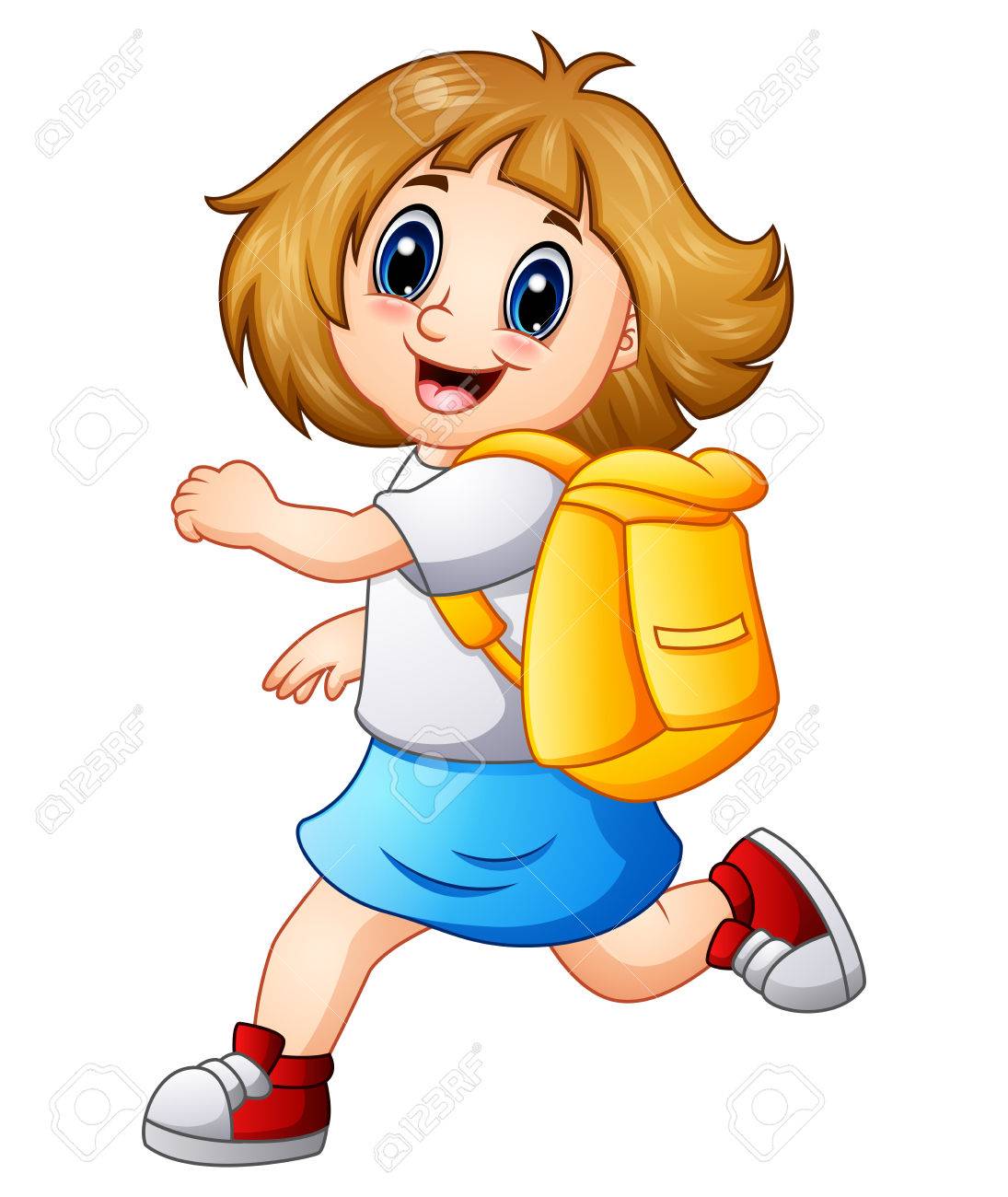 feliz niña de dibujos animados con la mochila fotos retratos
