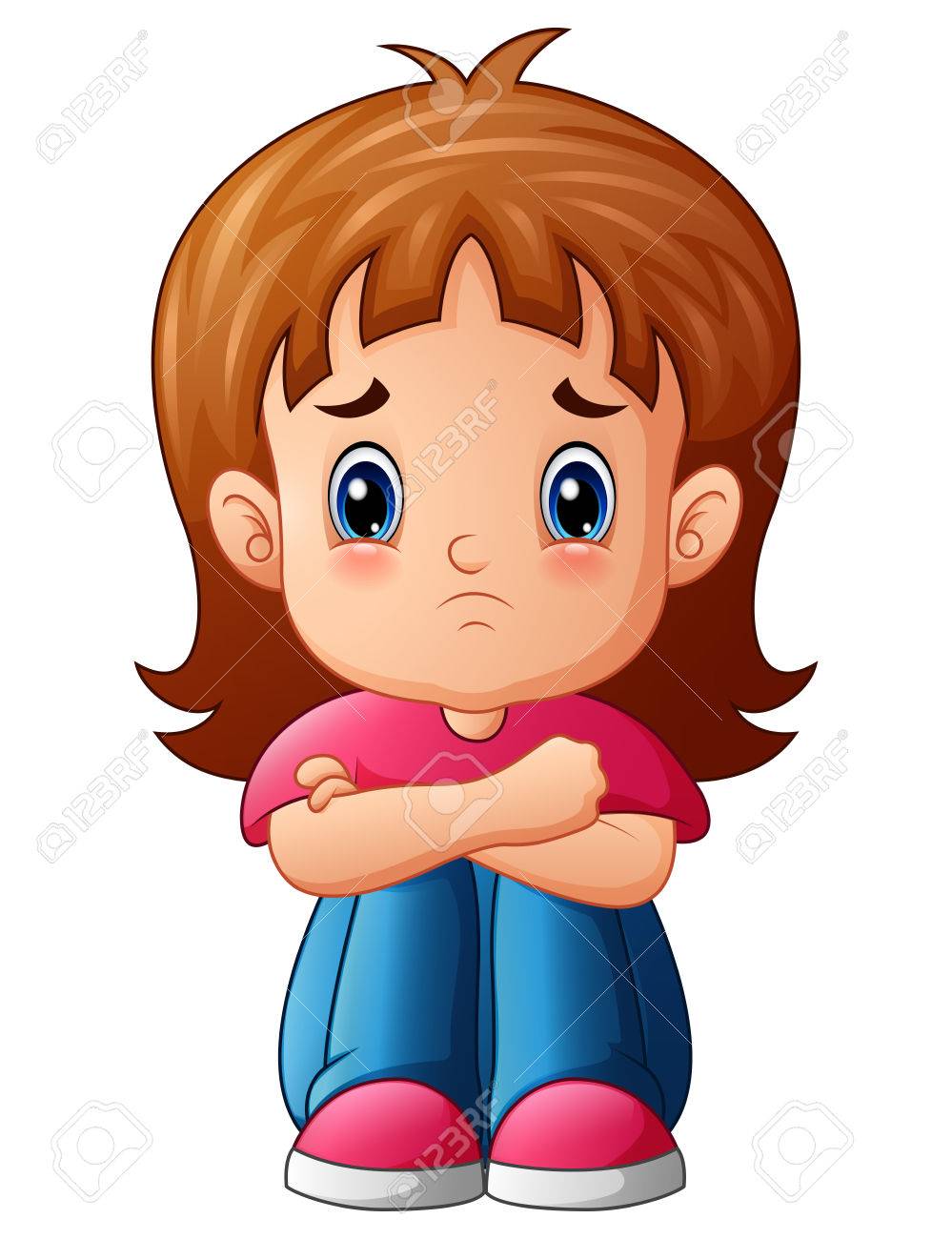 Vector illustration of Sad girl cartoon sitting alone - 82747242 Vector illustration of Sad girl cartoon sitting alone - 82747242