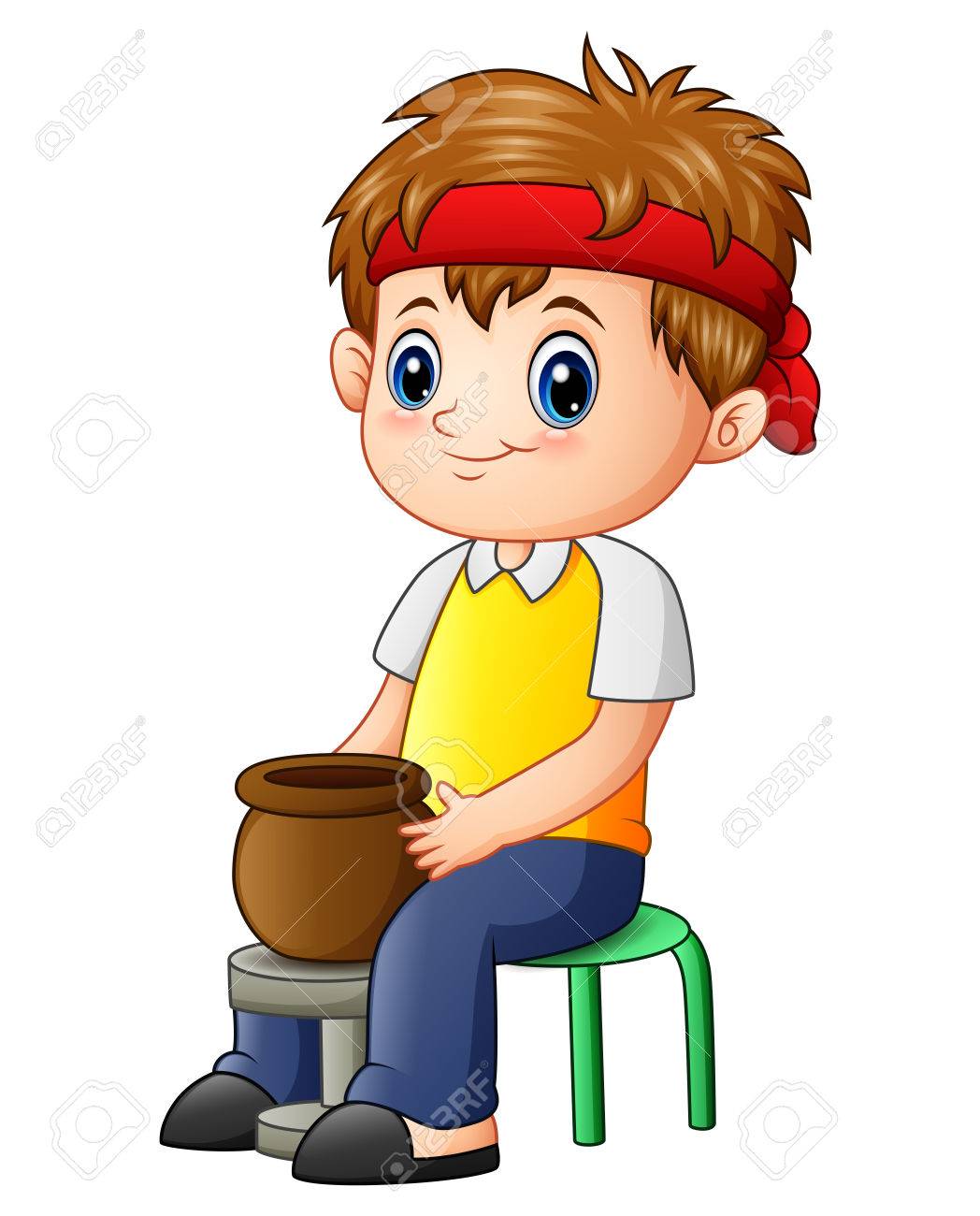vector illustration of cute little boy potter makes clay pot royalty free cliparts vectors and stock illustration image 83227032 vector illustration of cute little boy potter makes clay pot