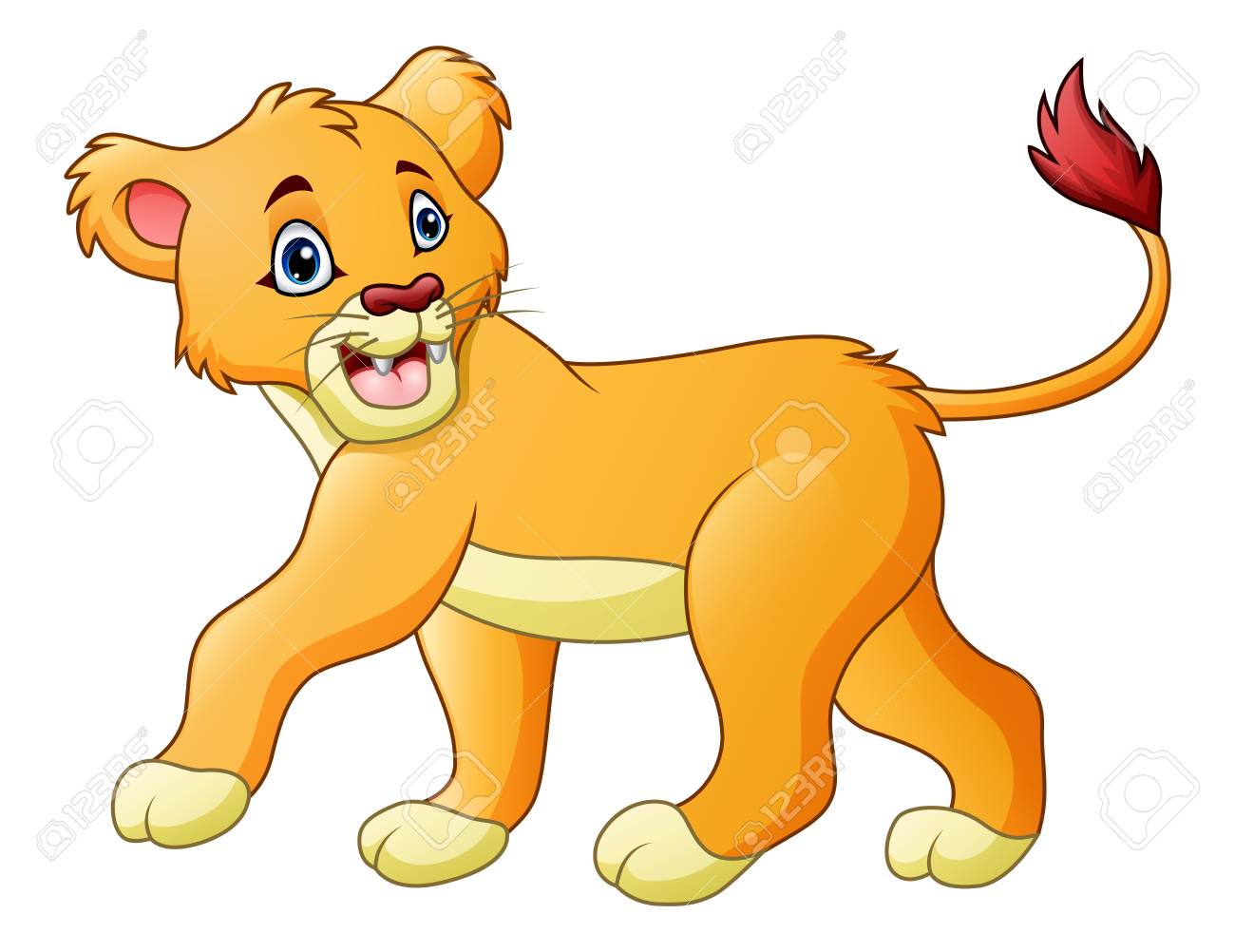 白背景イラストに分離された漫画雌ライオンのベクトル イラスト のイラスト素材 ベクタ Image 白背景イラストに分離された漫画雌ライオンのベクトル イラスト のイラスト素材 ベクタ Image
