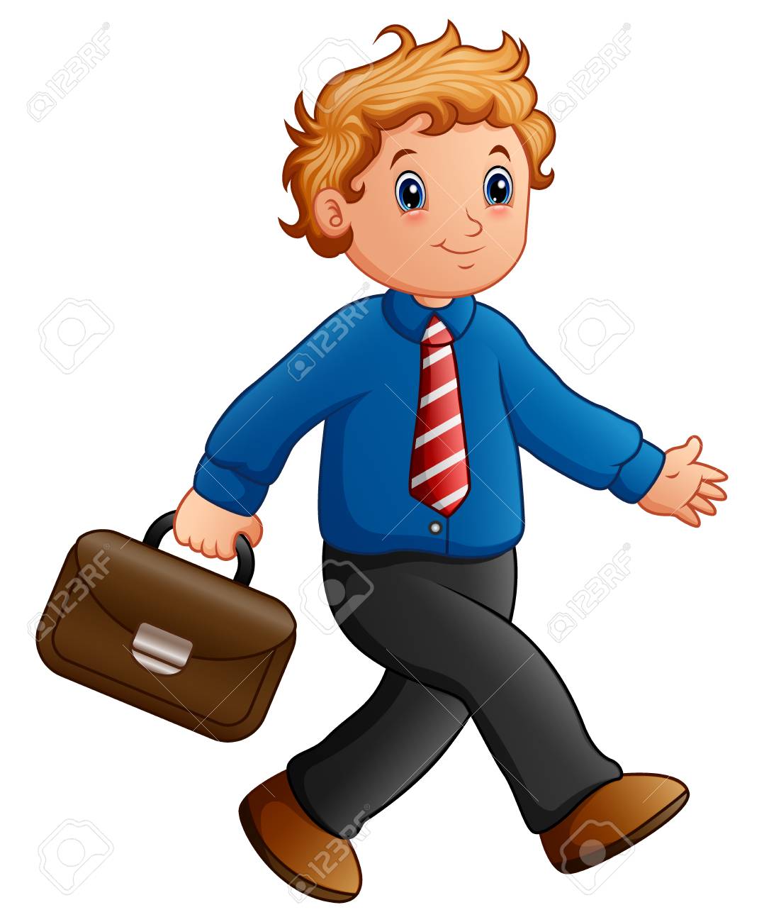 Cartoon Businessman Walking With Briefcase Stock Photo, Picture and Royalty  Free Image. Image 88704608., image size:1078x1300